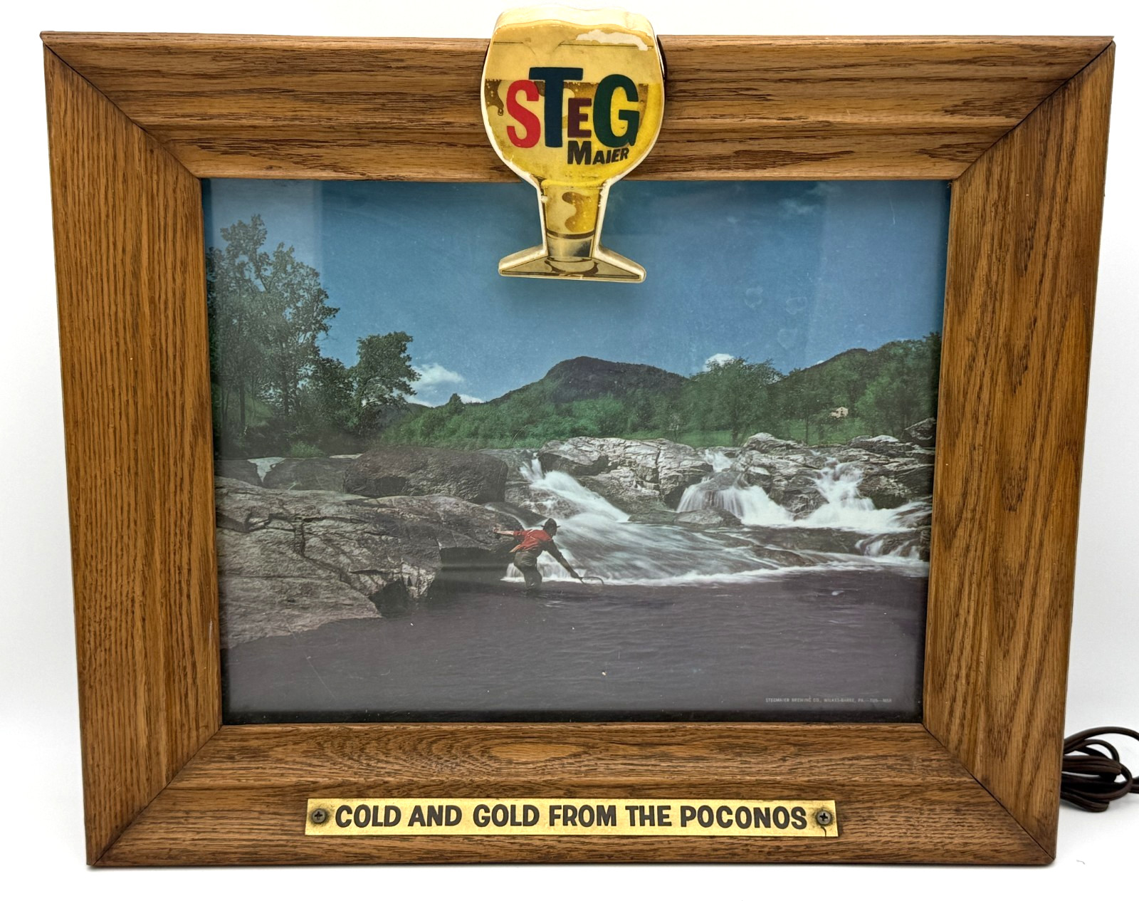 Stegmaier Lighted Picture Frame Beer Sign - Cold and Gold from the Poconos