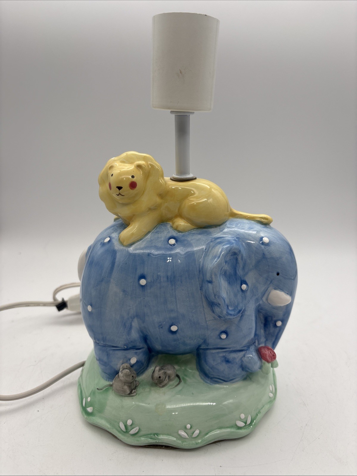 Vintage Charpente Ceramic Lamp Elephant Lion And Mice
