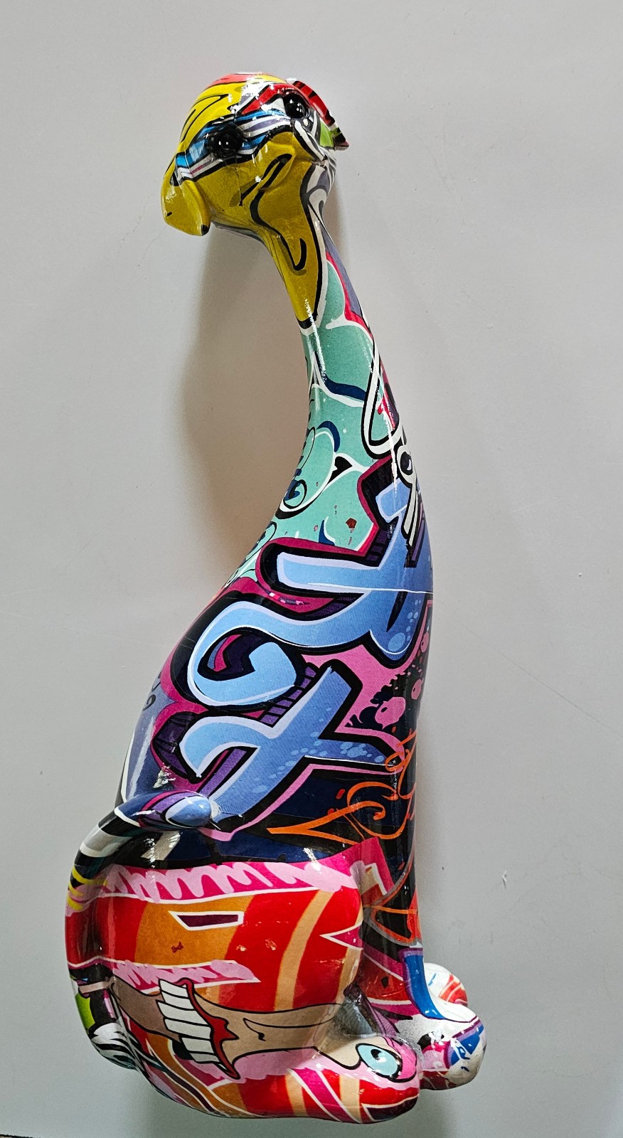 Cute COLORFUL, ALL OVER GRAFFITI  GREYHOND FIGURINE NIB