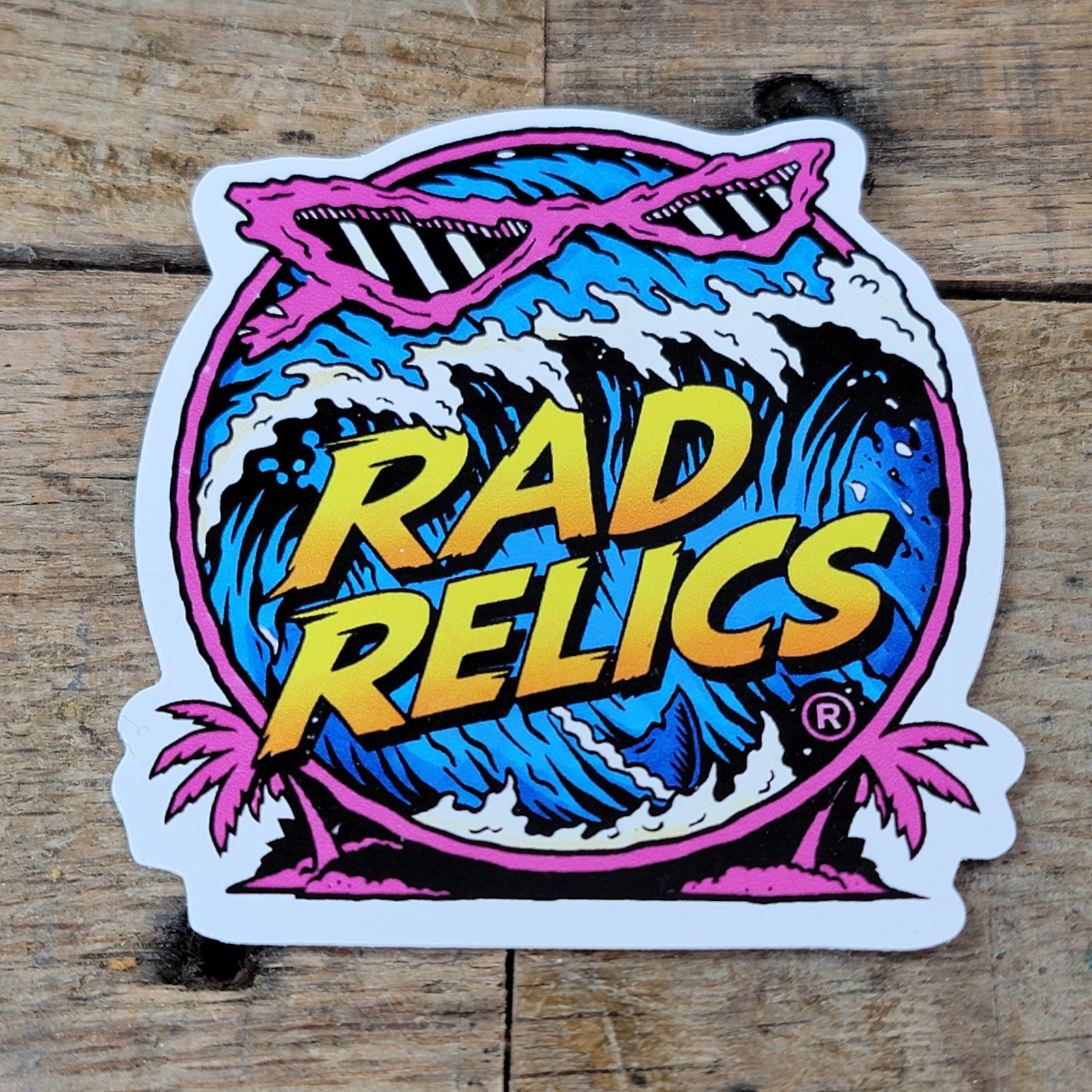 Rad Relics Logo Sticker 3”x3” Retro Wave Surf Style Vinyl Decal New