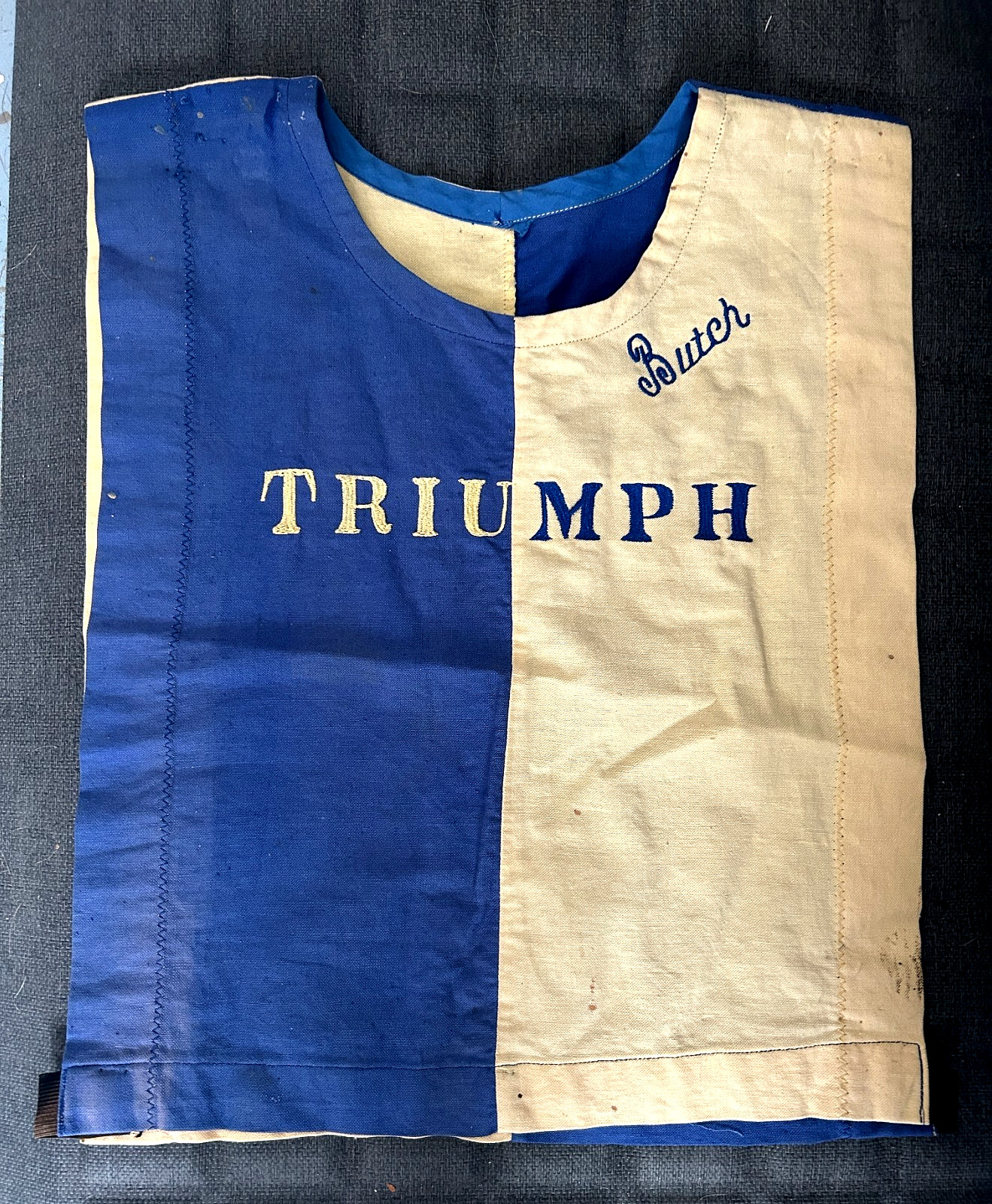 Rare Vintage 1960s Triumph Motorcycle Tabard Race Bib Youth Vest BUTCH #57