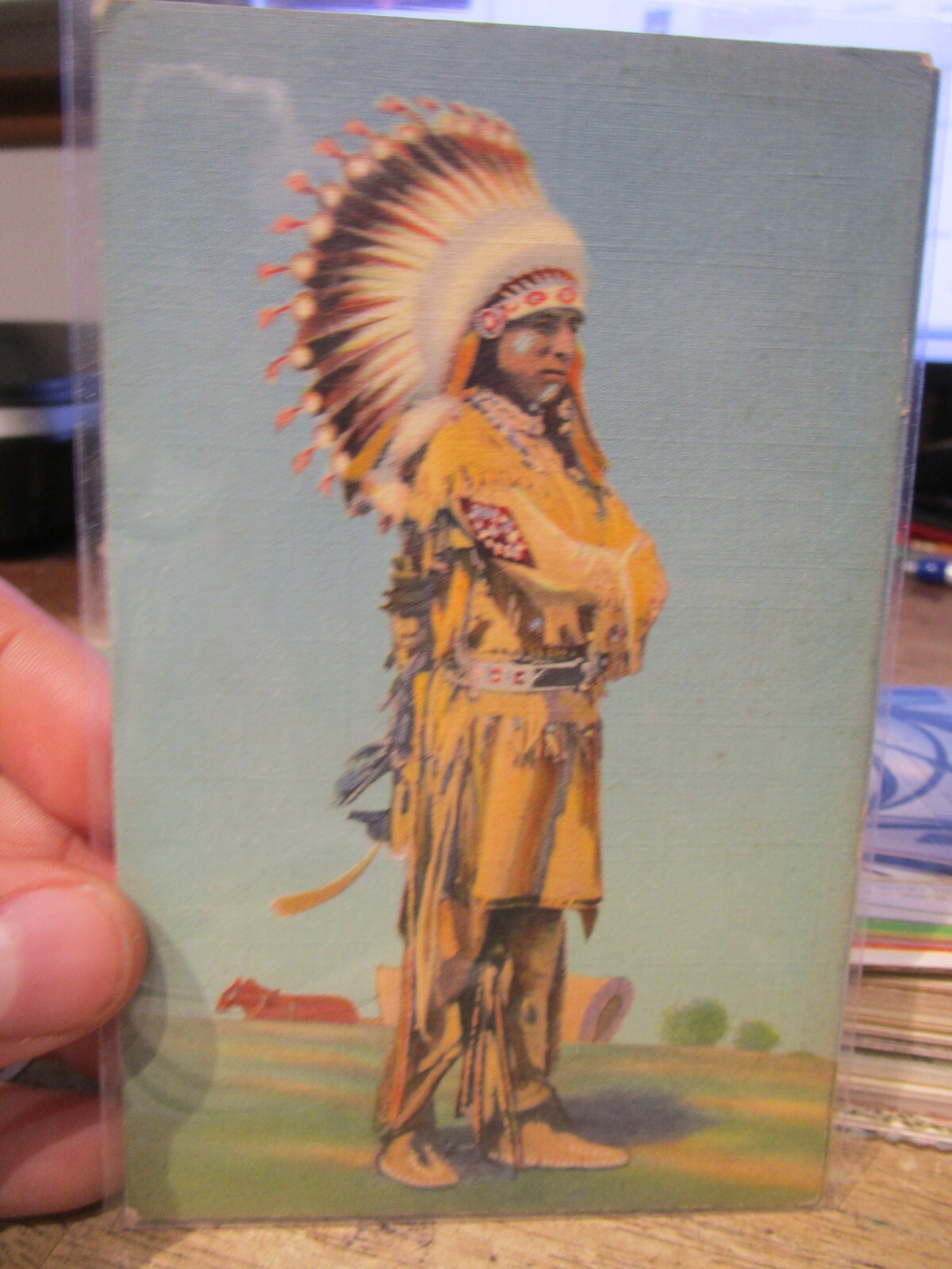N8 NEW MEXICO Old Postcard Albuquerque Native American Pueblo Indian Dancer Man