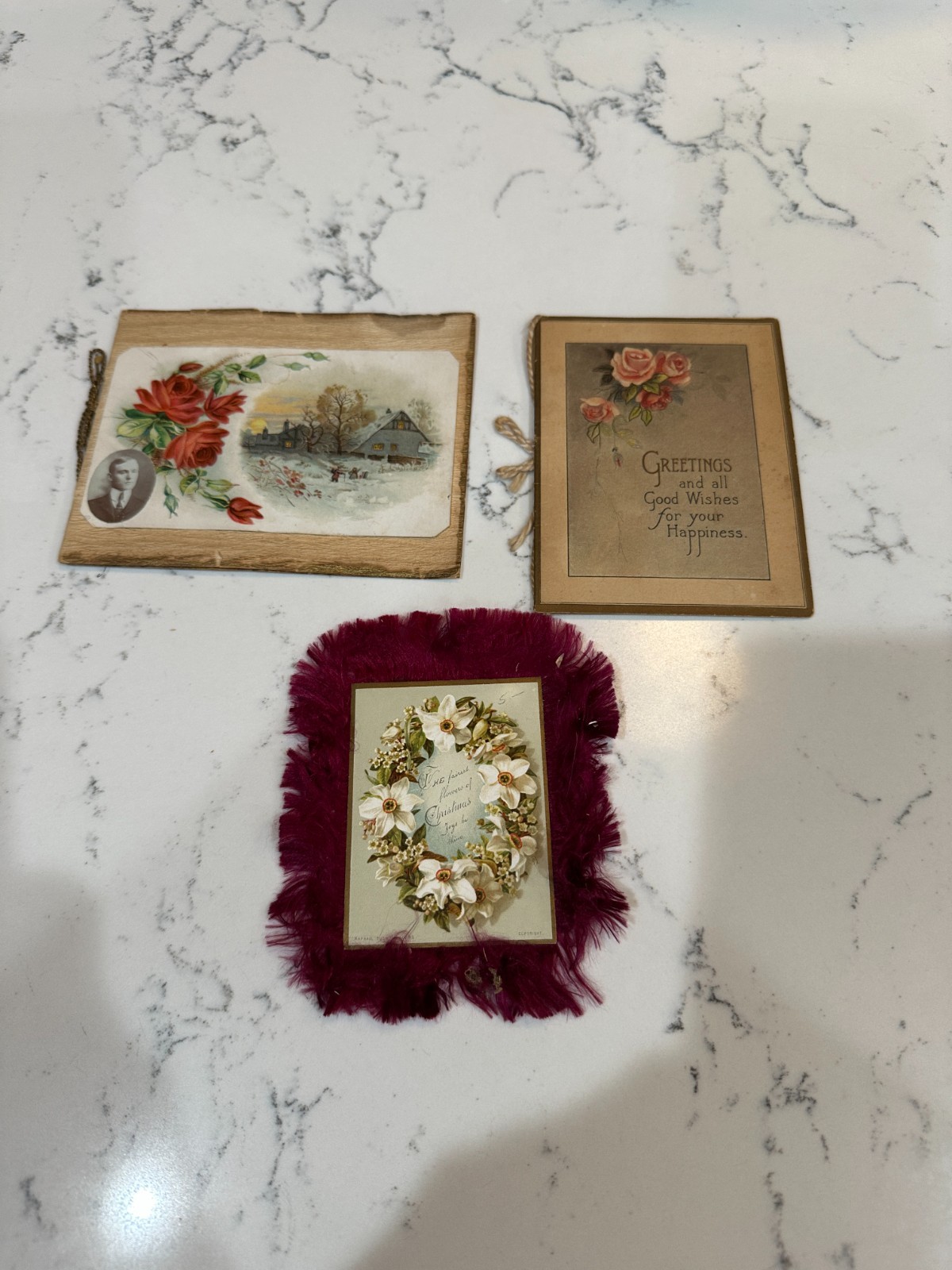 3 Antique Greeting Cards Early 1900's