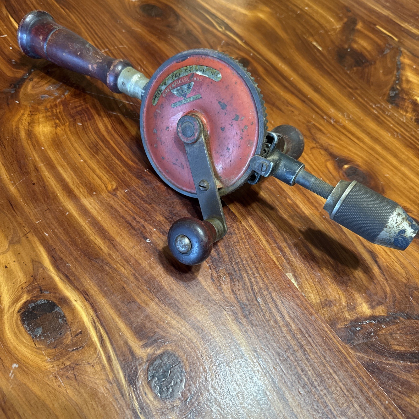 Vtg Antique Miller Falls No.38? Old Hand Drill Wood Handle Bit Holder Egg Beater