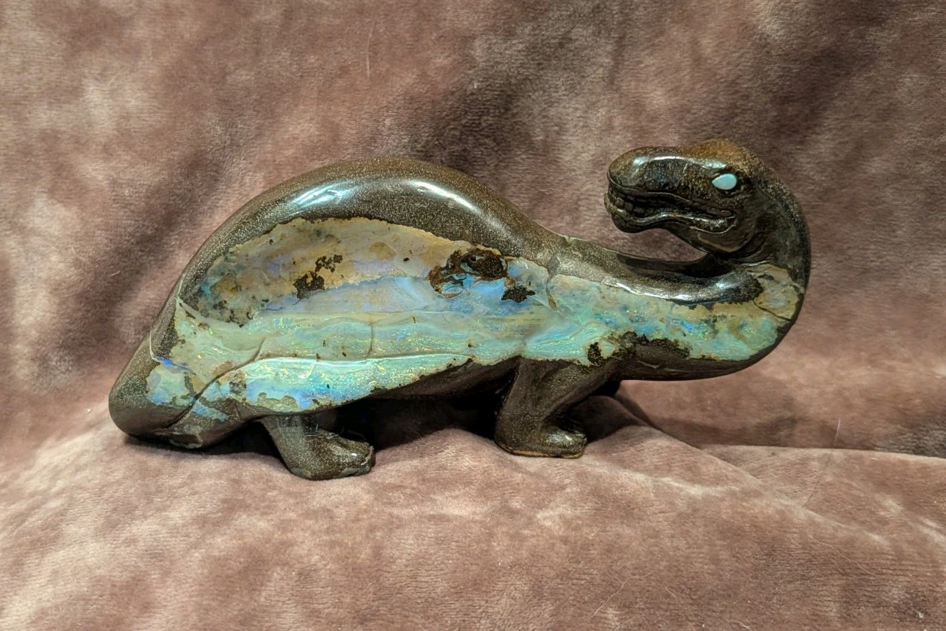 Rare Spectacular Carved Natural Boulder Opal Dinosaur Sculpture 6.25\