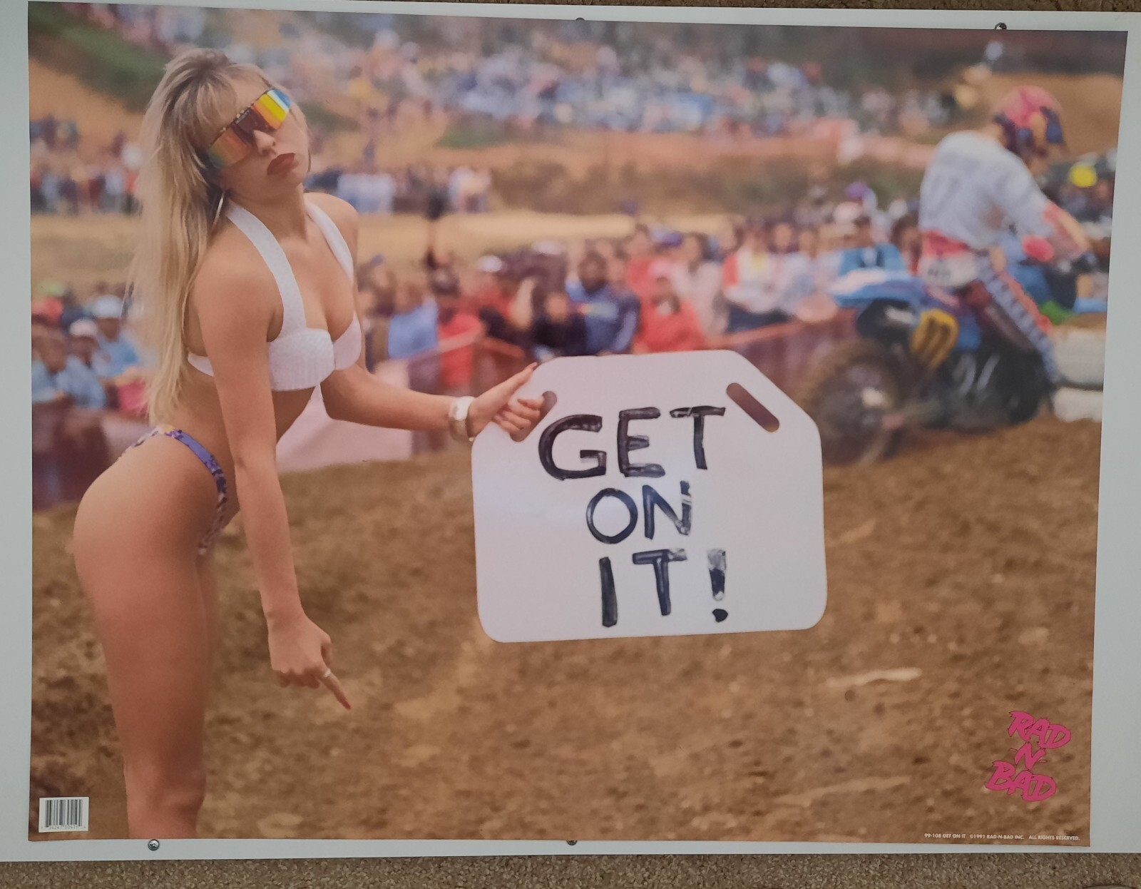 Vintage Rad & Bad Get On It Motocross Supercross Poster Budds Creek 1990's