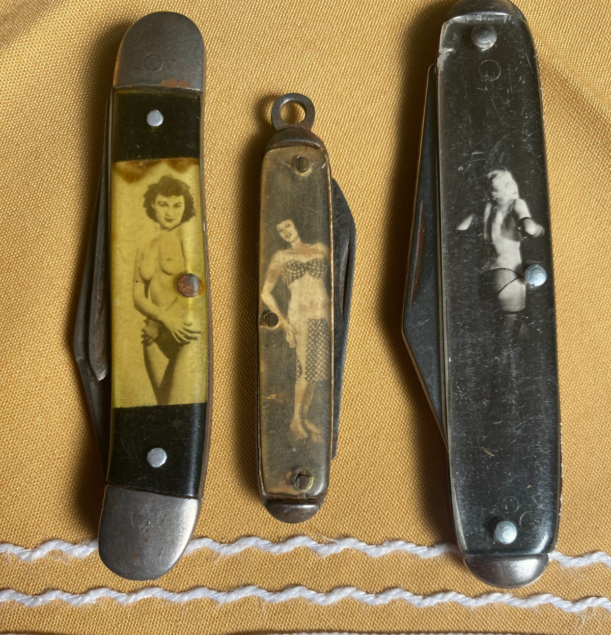 1930s Nude Women Pin Up Naked Girl Pocket Knives Antique USA vintage Americana