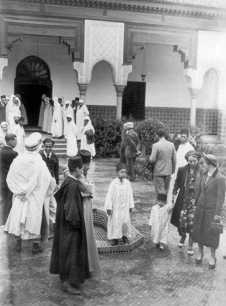 The two sons Sultan MOHAMMED V Morocco HASSAN and ABDALLAH stand - 1937 Photo