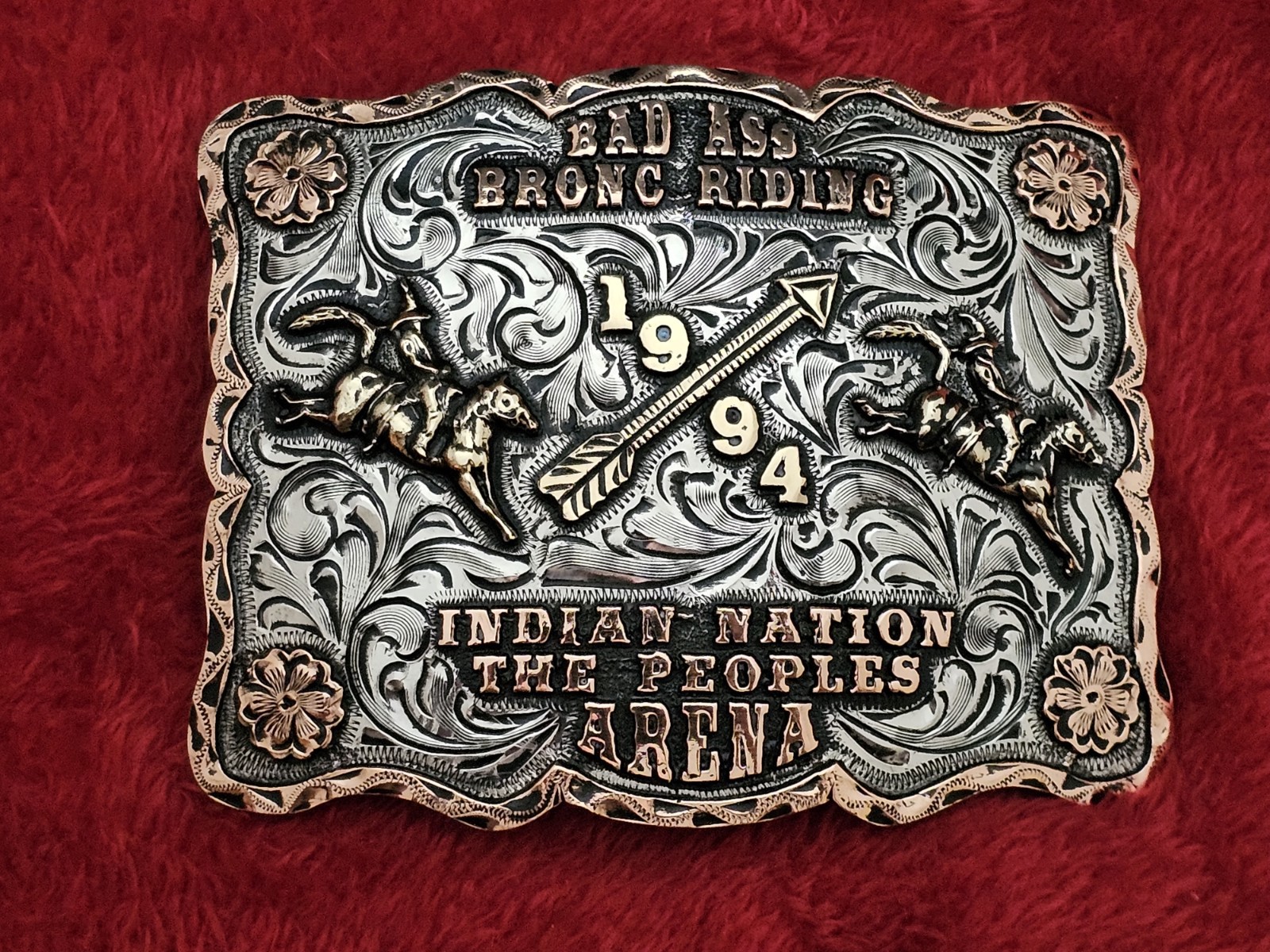 INDIAN Bronc Riding X~Treme☆1994☆ RODEO CHAMPION☆Bad Ass☆TROPHY BUCKLE☆Rare☆X52