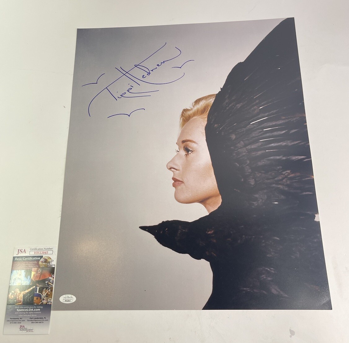 1963 Tippi Hedren The Birds Signed 16x20 B&W Photo JSA Certified