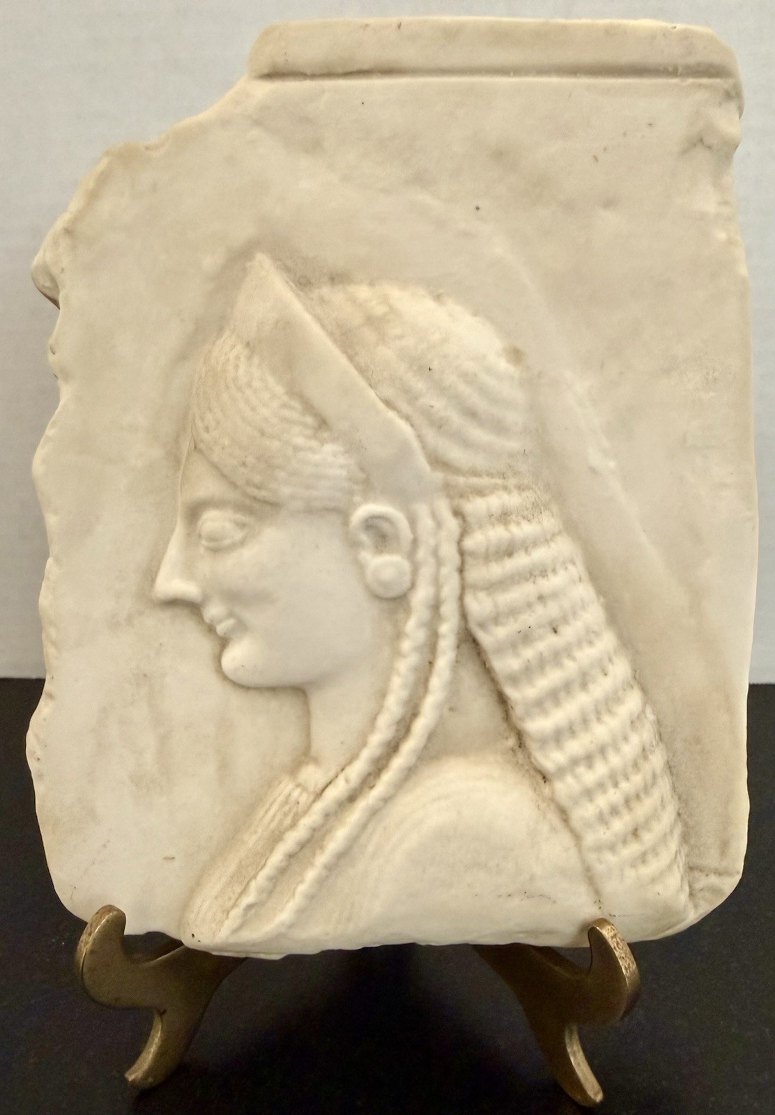 Vintage Egyptian Revival Female Profile Cast Relief Wall Plaque 7 in