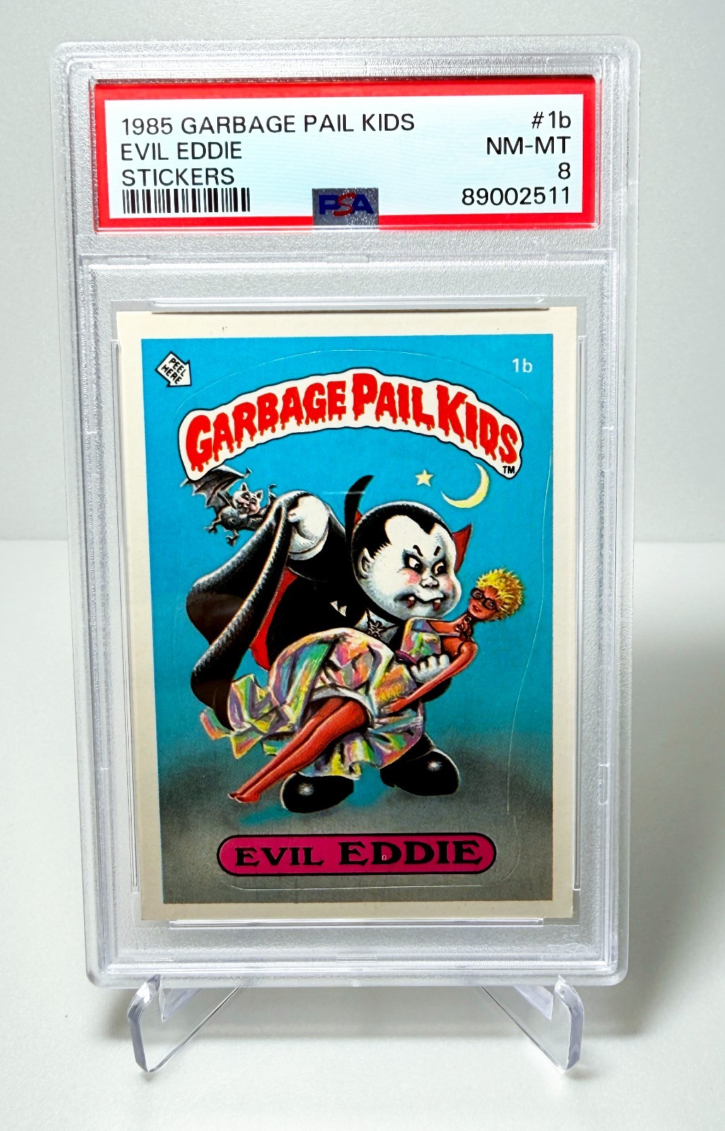 1985 Topps Garbage Pail Kids Series 1 - #1b EVIL EDDIE - PSA 8 NM-MT