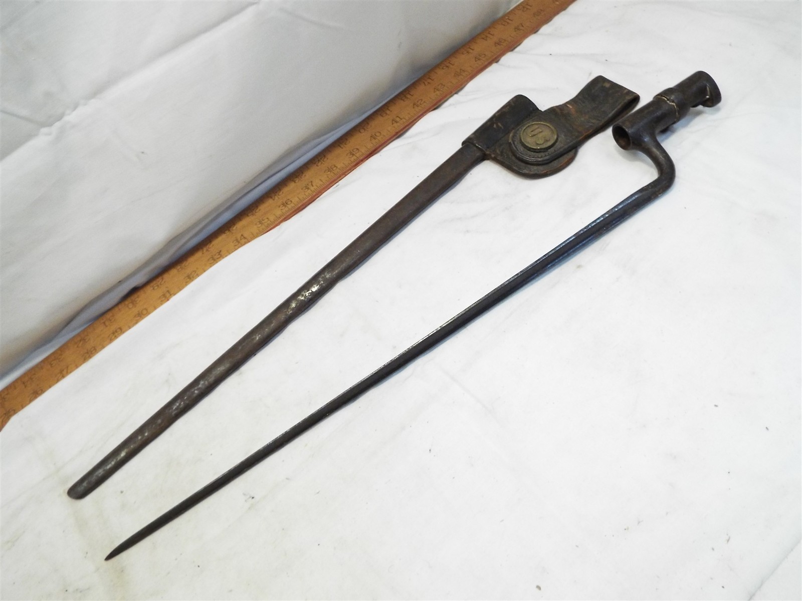 Antique M1873 Civil War Era US Bayonet +Sheath Sword Rifle Military Reenactment