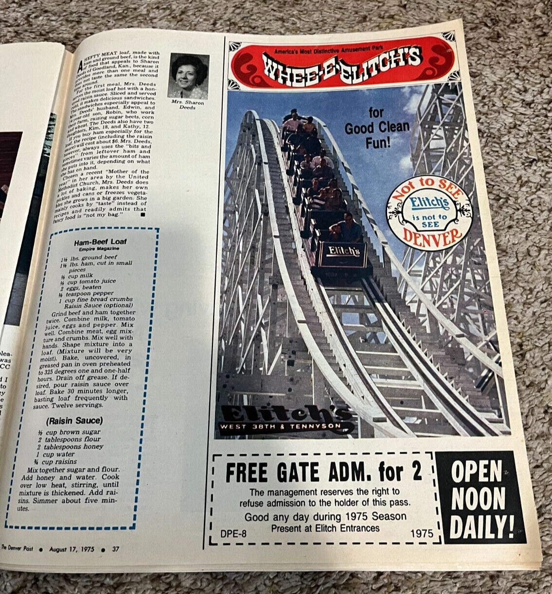 1975 Elitch\'s Amusement Park Denver Newspaper Ad Coupon - Denver Post