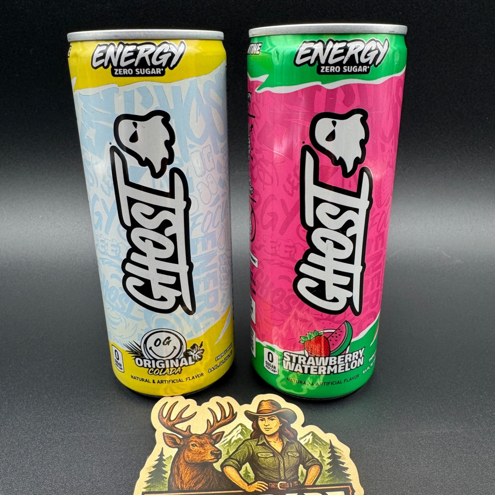 🔥GHOST® Energy Strawberry Watermelon & OG Colada Energy Drink Lot 2 Mini Cans🔥