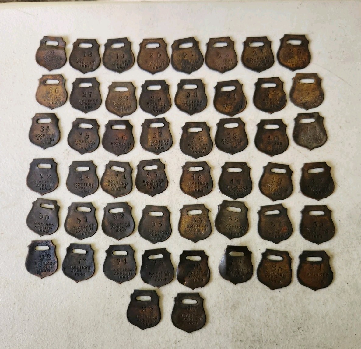 1884 MONON ROUTE The Hoosier Line Brass RAILROAD Baggage CLAIM TAGS Lot of 50