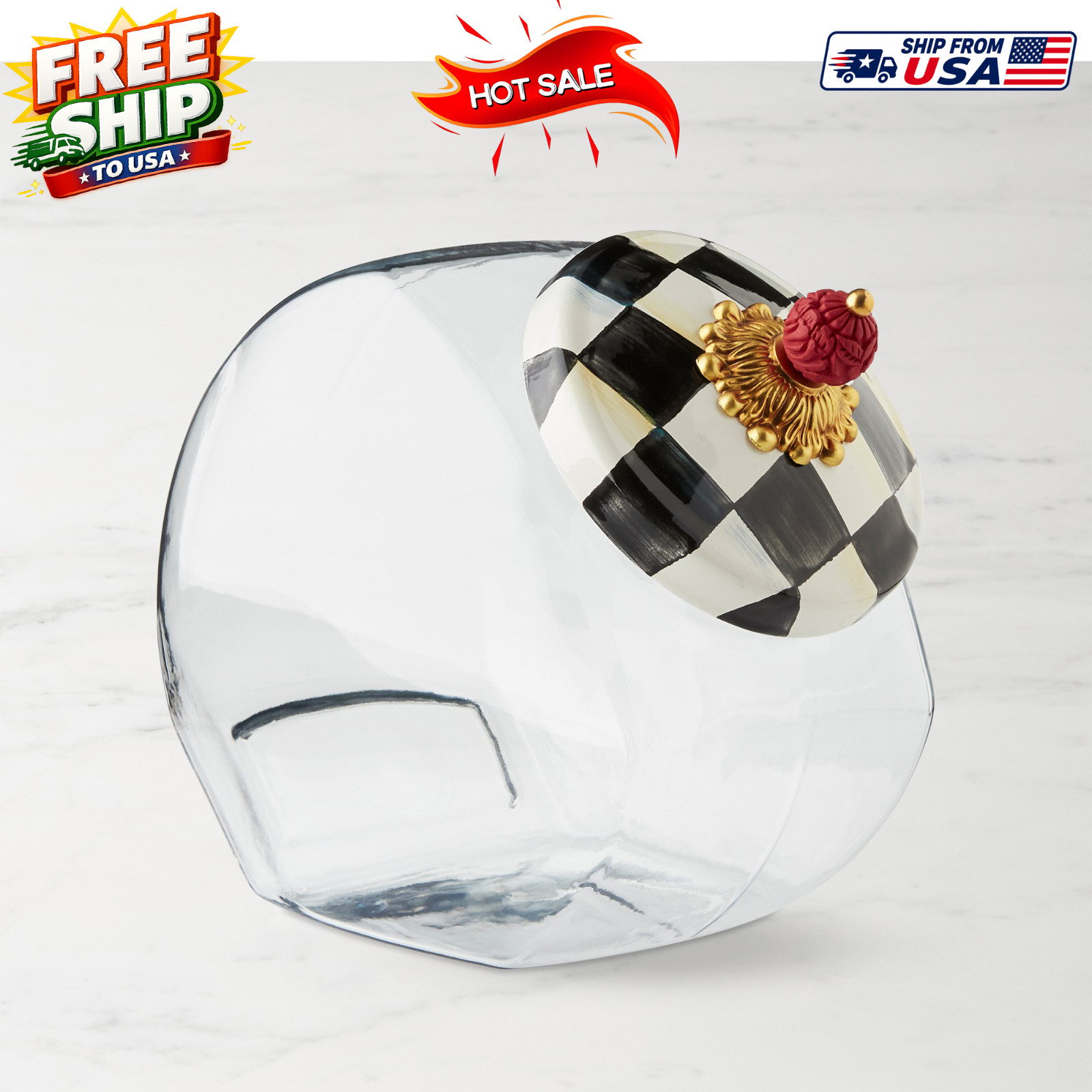 MacKenzie-Childs Courtly Check Cookie Jar, SALE MacKenzie-Childs Courtly Check Cookie Jar, SALE