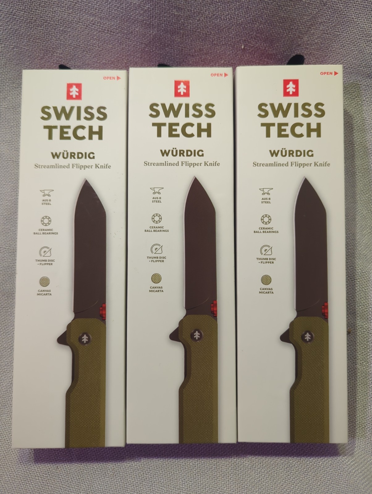 Swiss Tech Würdug Wurdig Flipper Pocket Knife - Aus-8, Ceramic Bearing, Micarta