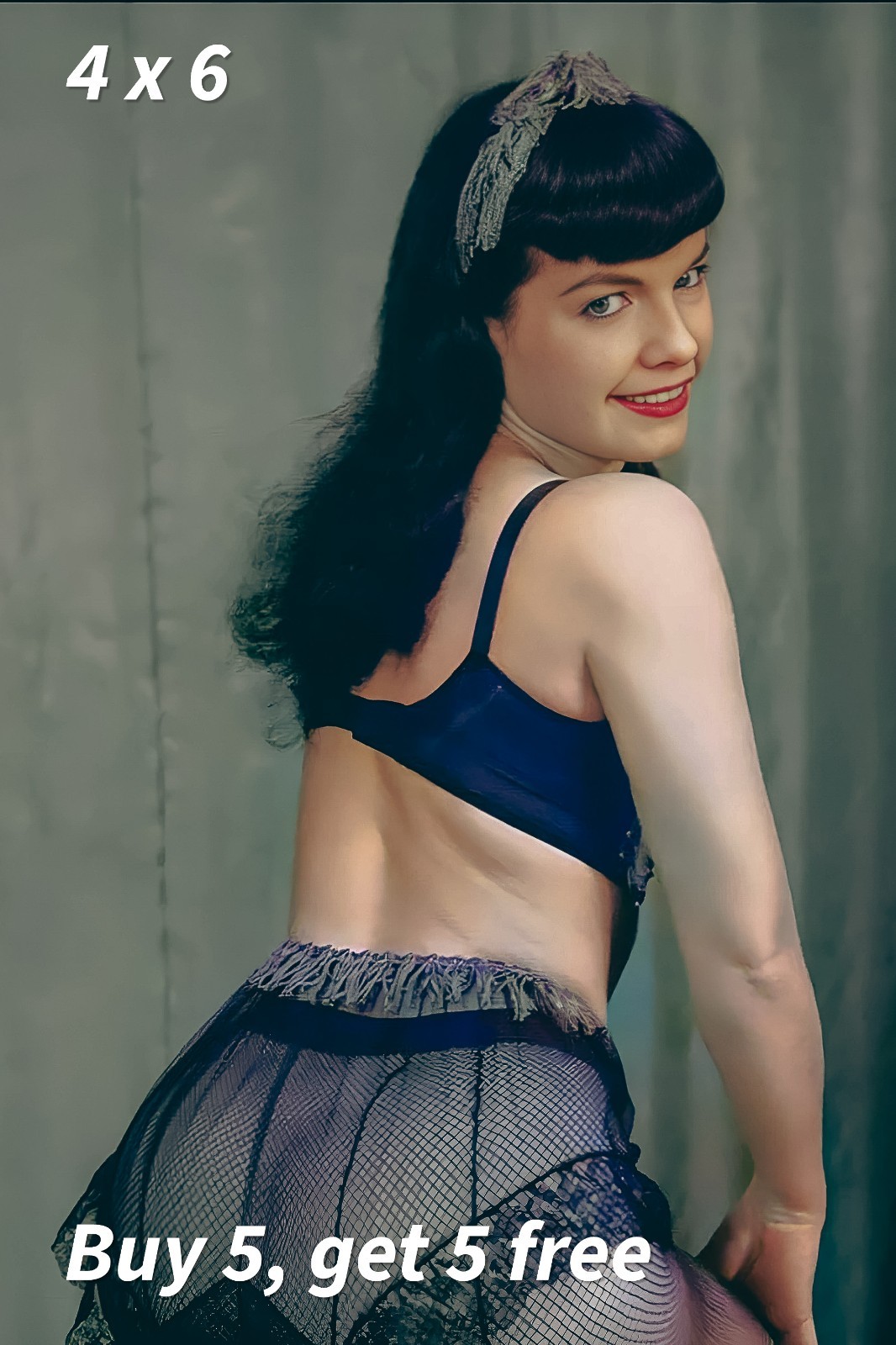 4x6 🟢 - Bettie Page - Mid-Century Glamour - 1950s - Studio Archive - Photo