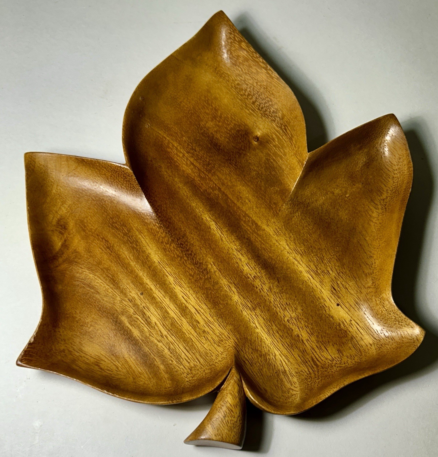 Vintage Solid Koa Wood Leaf Tray  Signed GENUINE OHAI AKAI HAWAII 10.5” x 9.5”