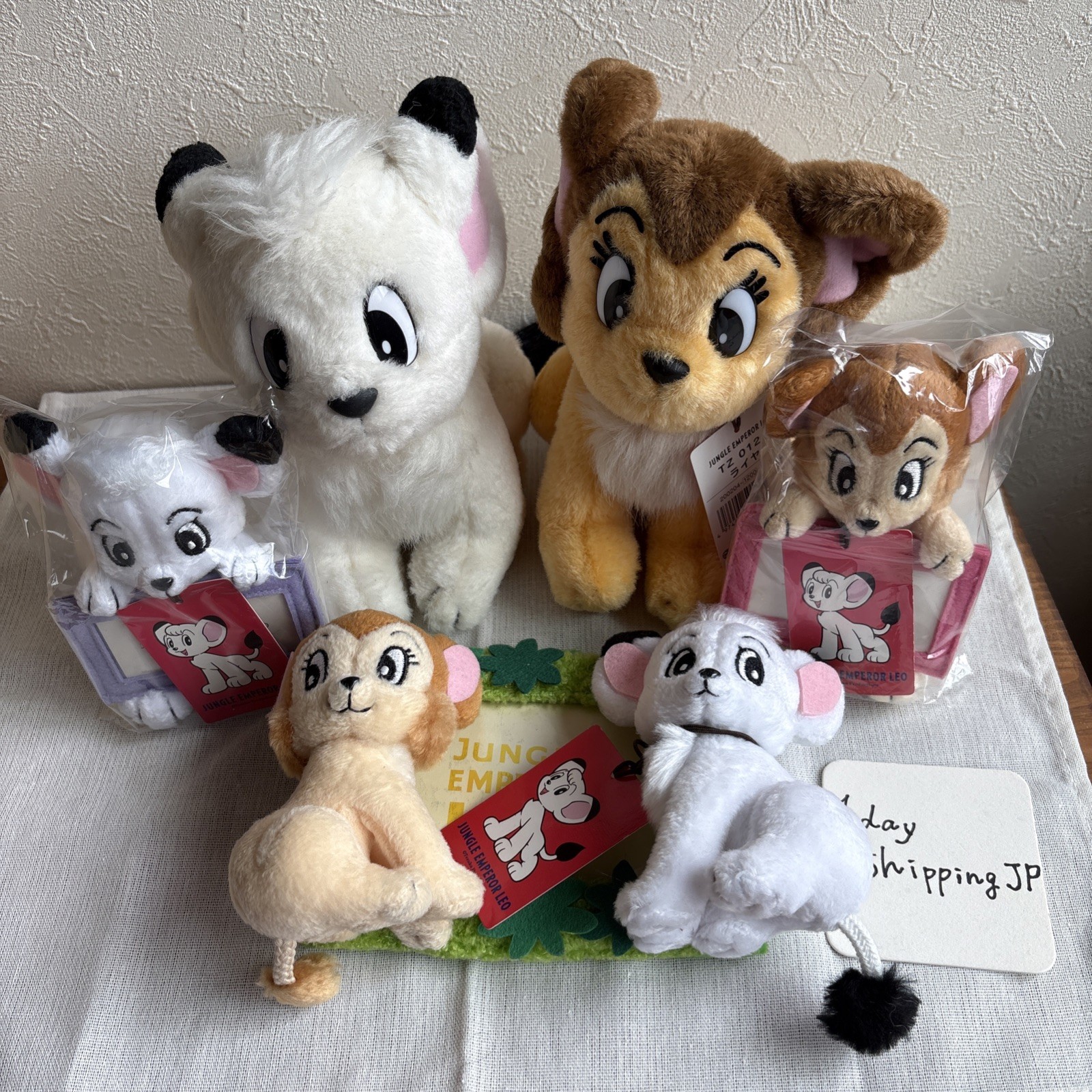 jungle Emperor Leo Plush Doll Kimba the White Lion Stuffed Raiya Photo Case Set