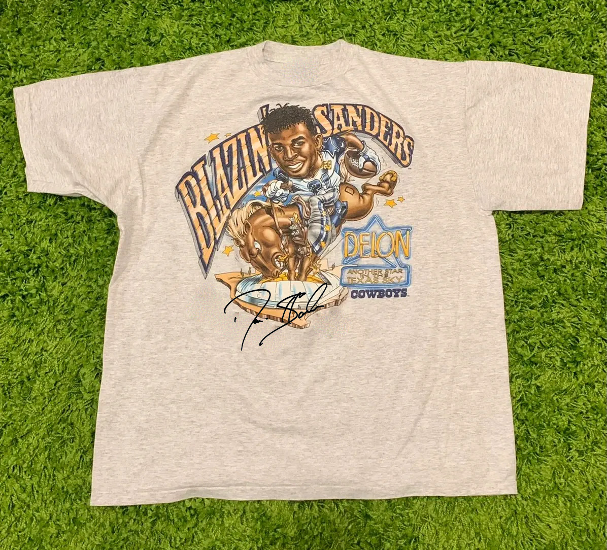 VTG Deion Sanders Short Sleeve Cotton Sport Grey All Size Unisex Shirt NNP189