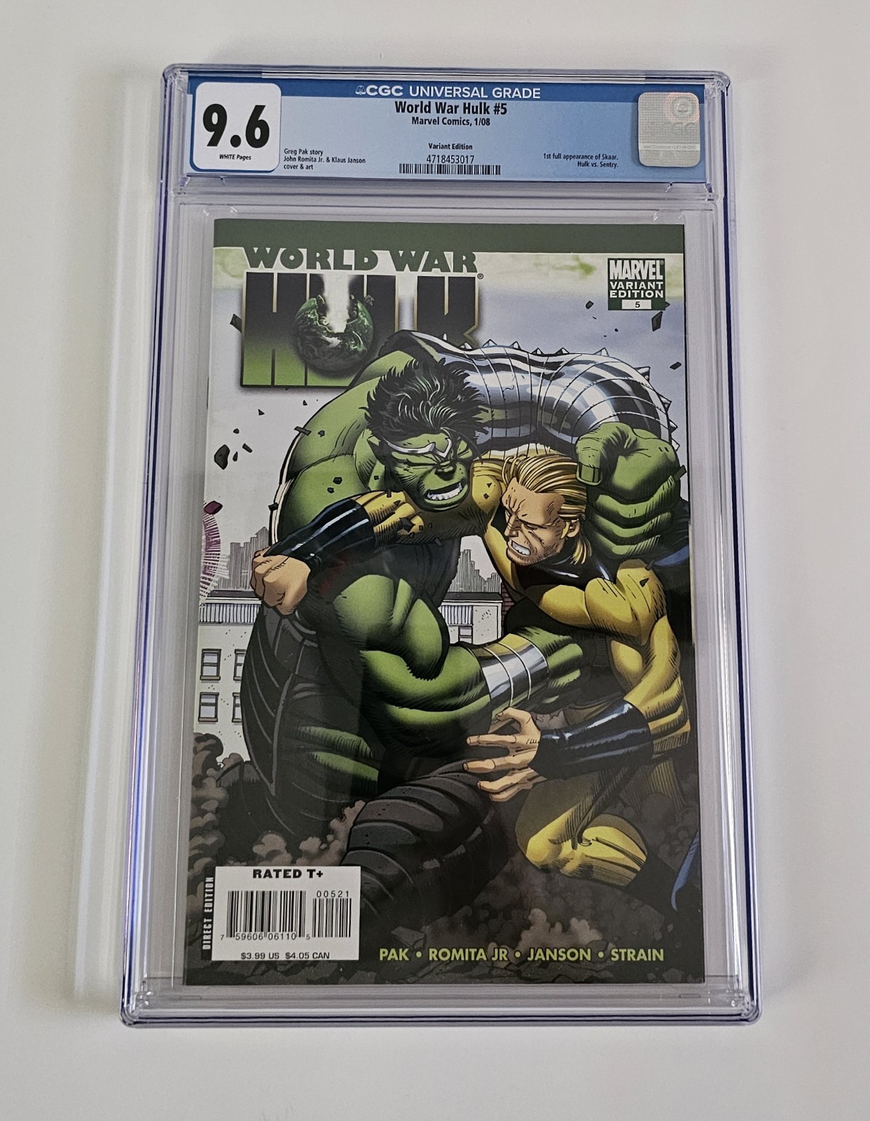 WORLD WAR HULK #5 CGC 9.6 NM, 1st App of Skaar, vs. Sentry, Romita Variant Cvr