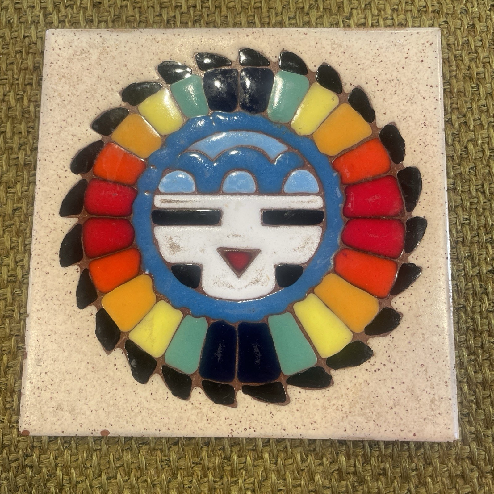 Zuni Sunface (or Sunface Kachina) Tile. 6”x6”