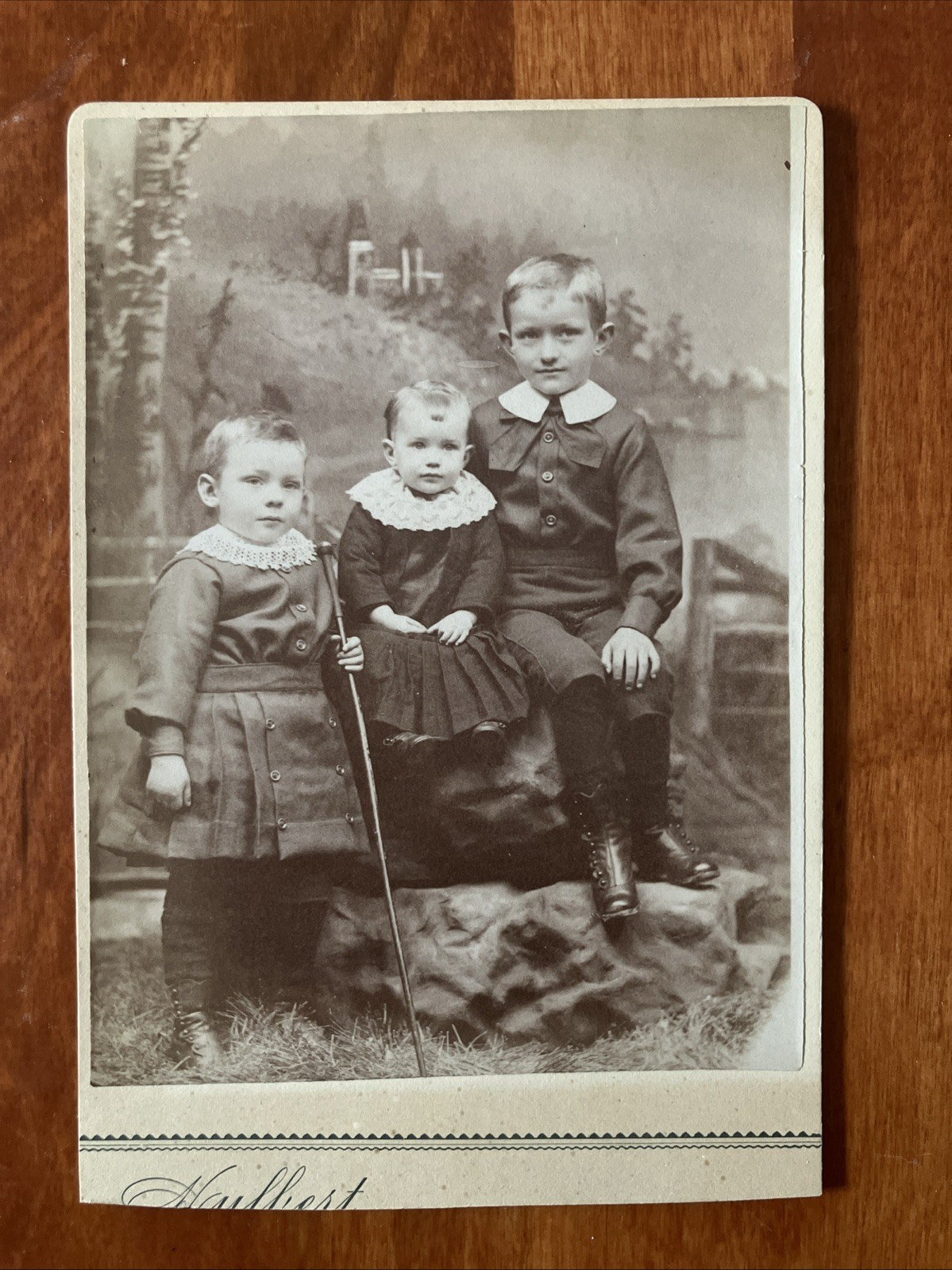 3 Adorable Children Antique Photo Cabinet Card