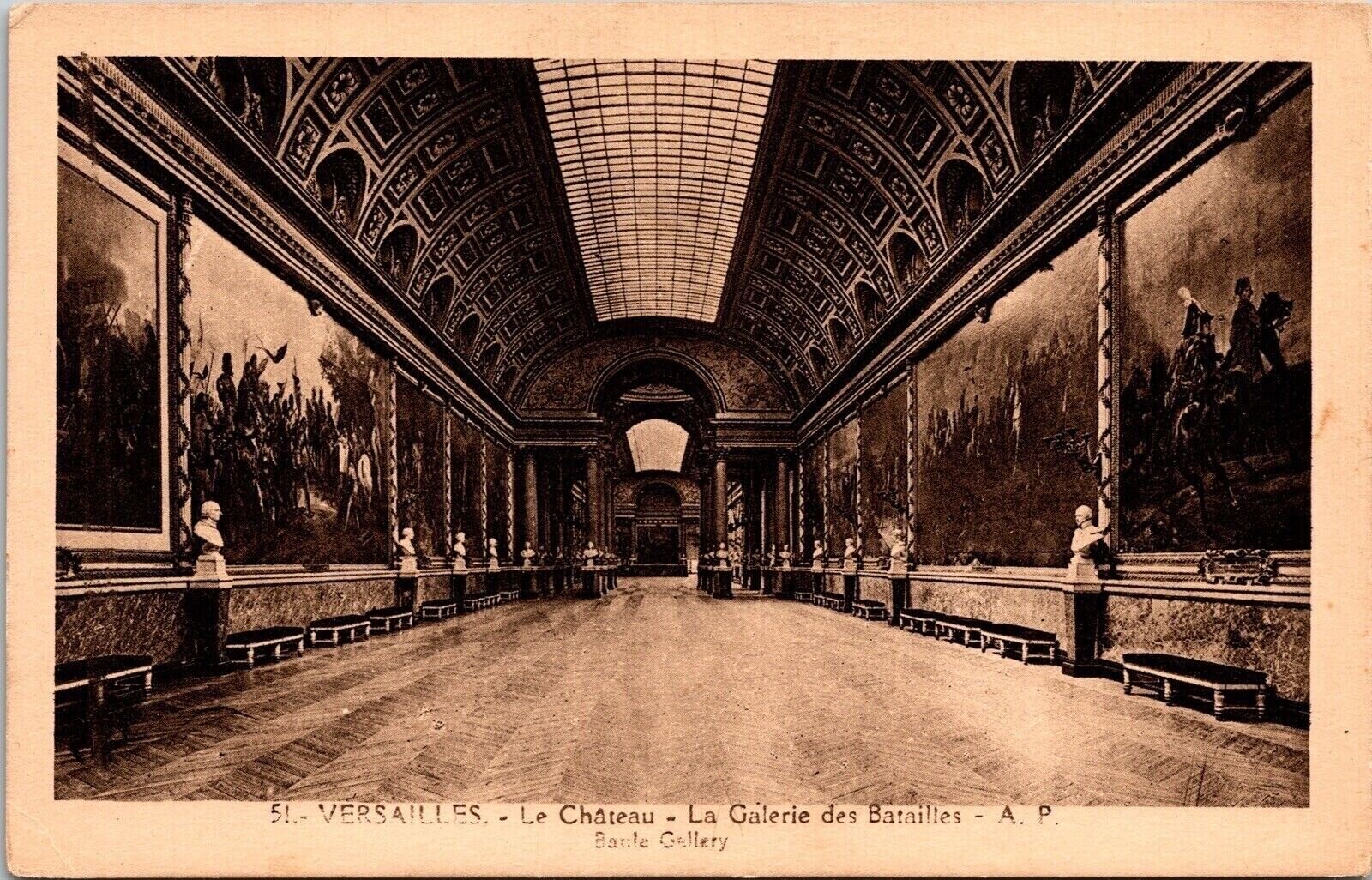 Versailles Le Chateau Galerie Des Batailles Ap Vintage Unposted Postcard