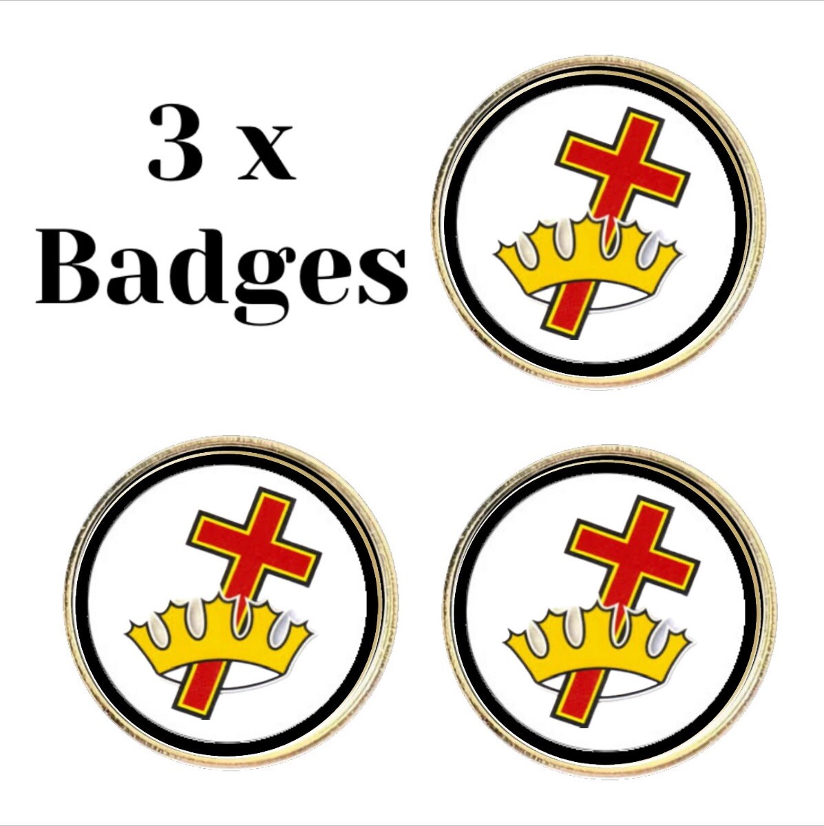 3 x Round Royal Black Preceptory (BU) Lapel Pin Badges