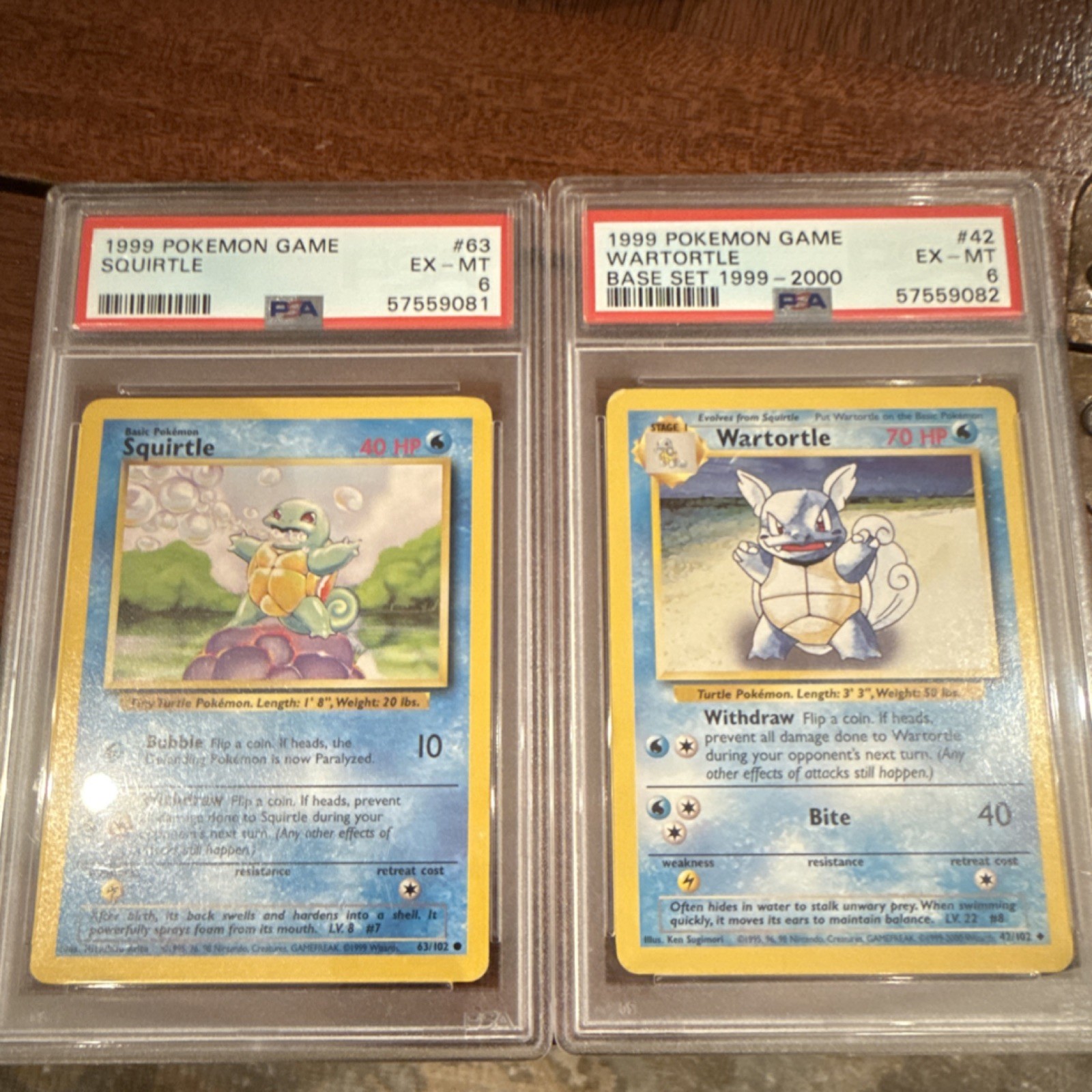 Squirtle Wartortle Graded Bundle 1999 Base Set