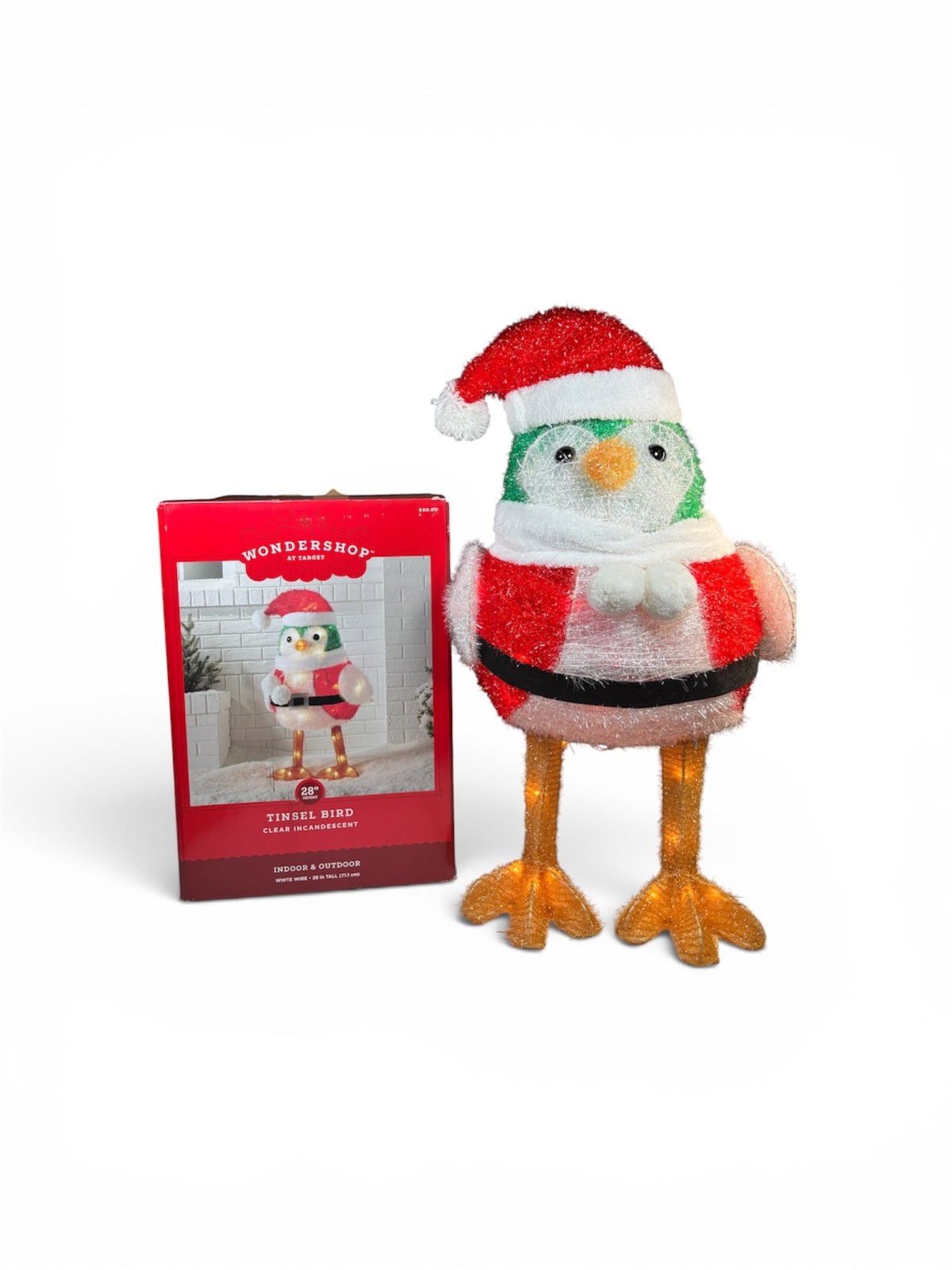 Target Wondershop LED Tinsel Santa Bird Christmas Decor Holiday Featherly Friend