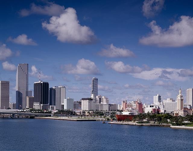 Photo:Miami Florida 1980s Cityscape Harbor Skyscrapers Skyline