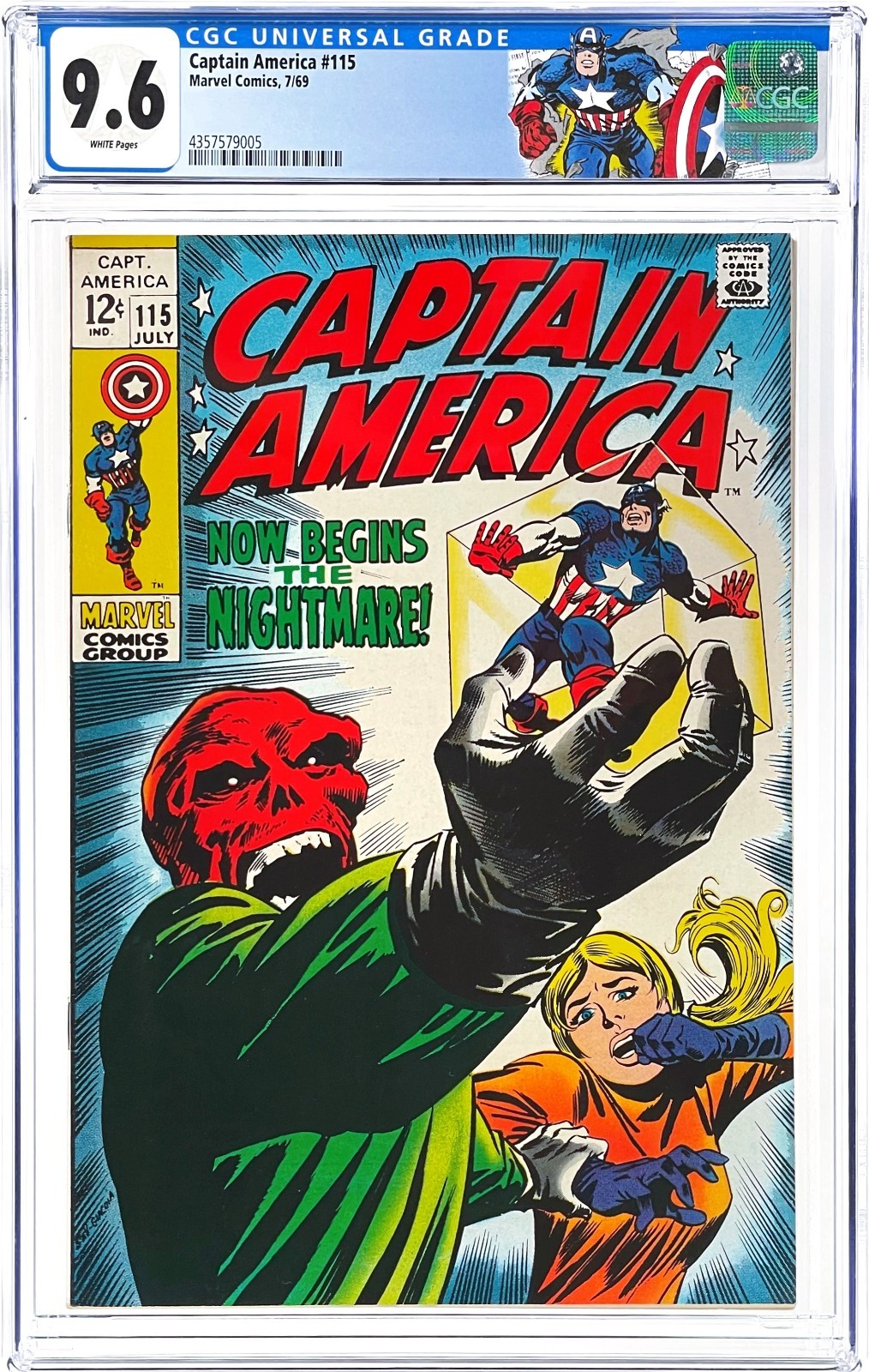 Captain America #115 CGC 9.6 White Pages 1969 Marvel Comics Red Skull Appearance