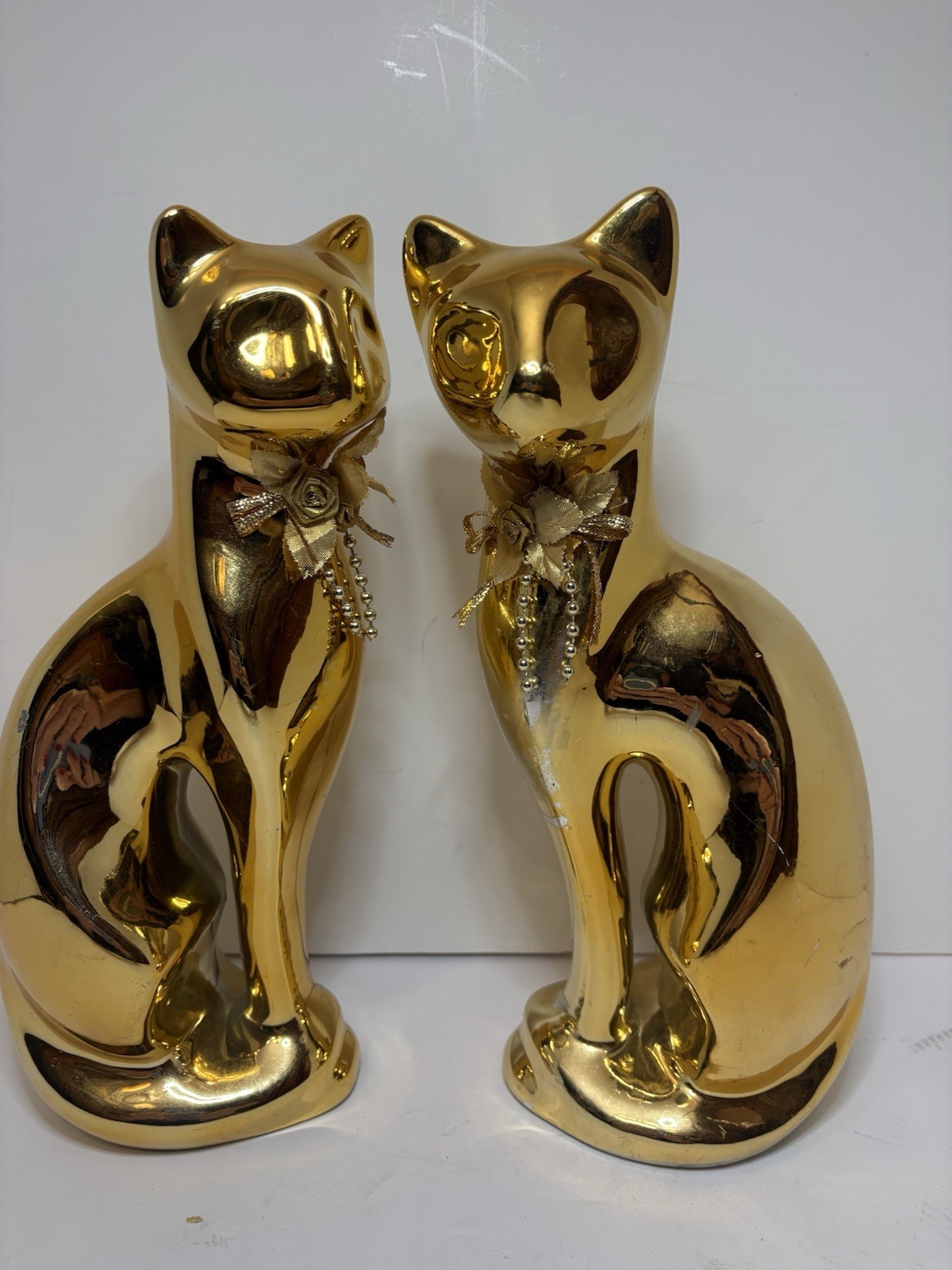 VTG Ceramic Cat MCM Art Deco Hollywood Regency Style Statue 11\