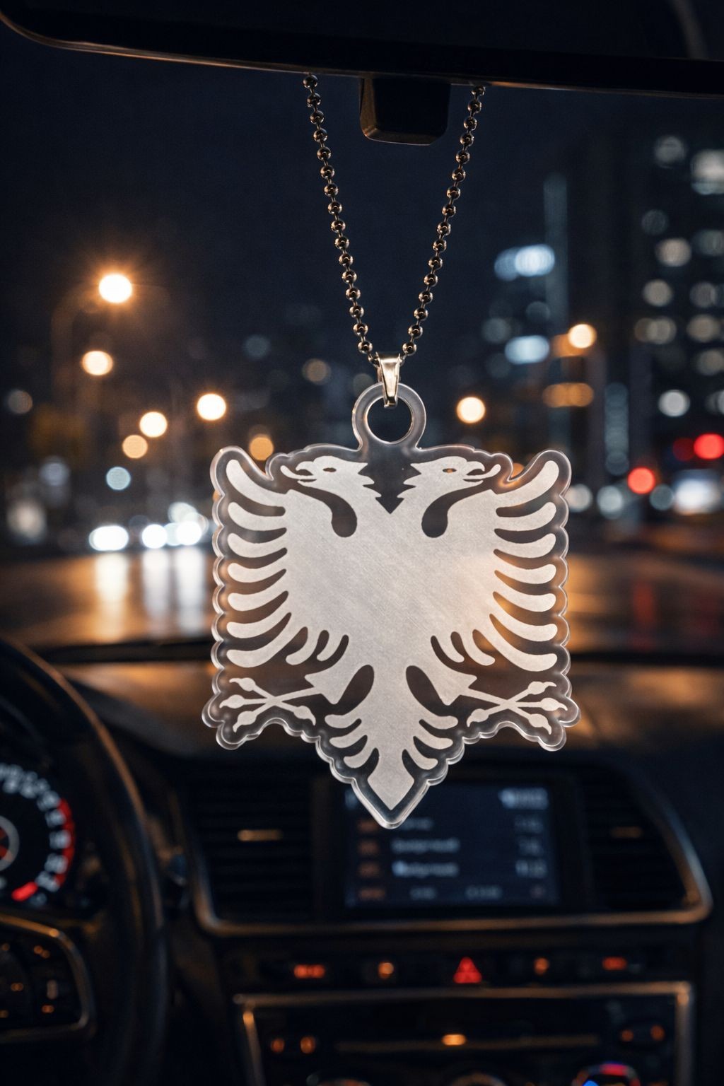 Albania Transparent Car Mirror Pendant + Chain Albania Eagle Approx 6x7cm