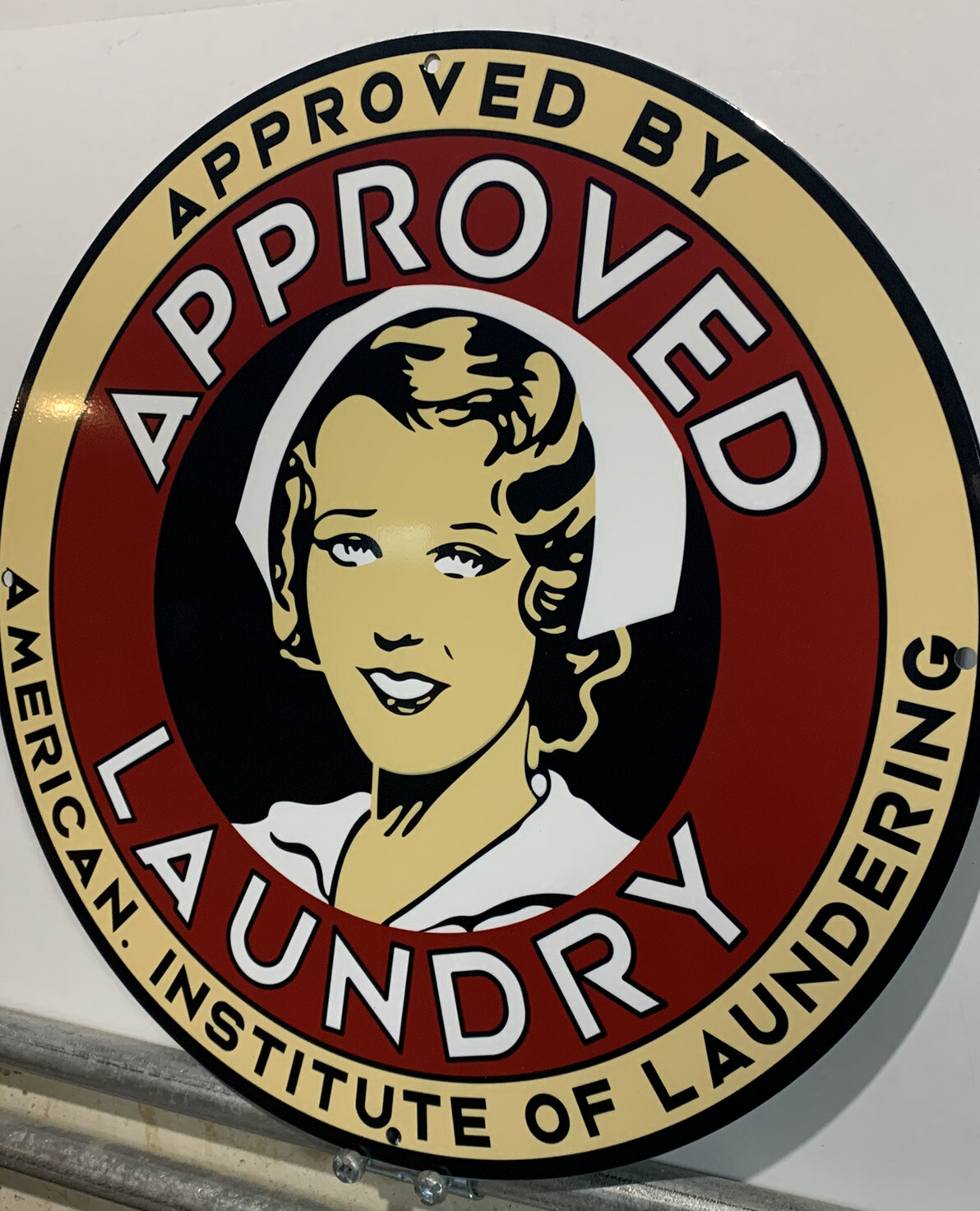 Vintage Style American Institute Approved Laundry Heavy Steel Metal Quality Sign