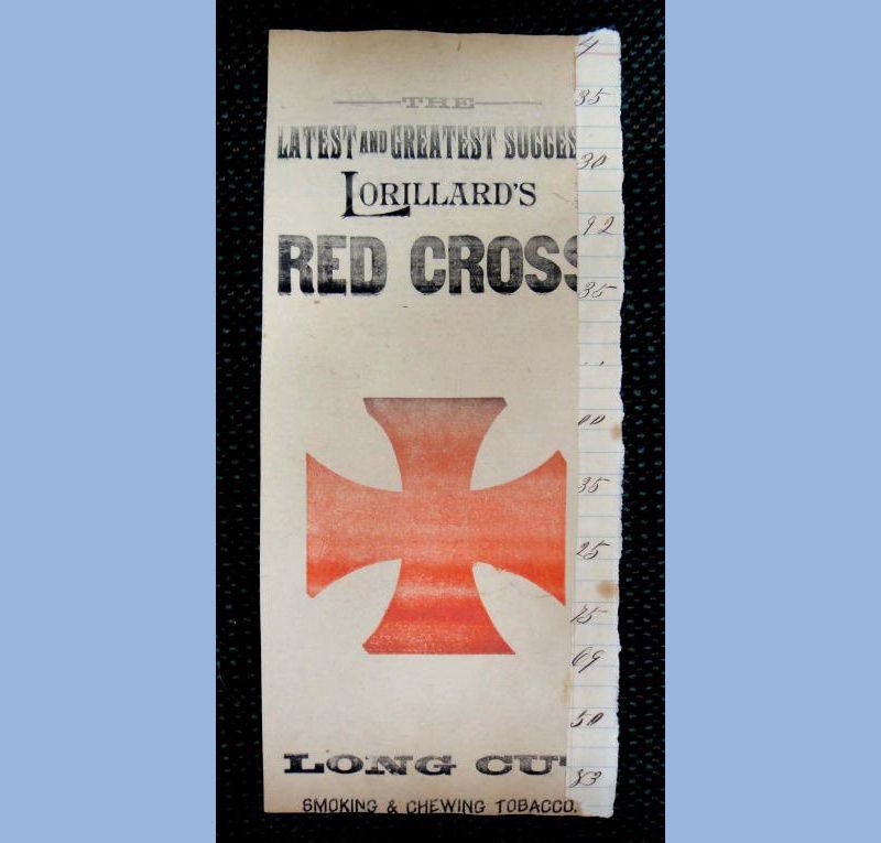 1893 antique LORILLARD'S RED CROSS TOBACCO AD w BLACK CROOK PLAYBILL academy