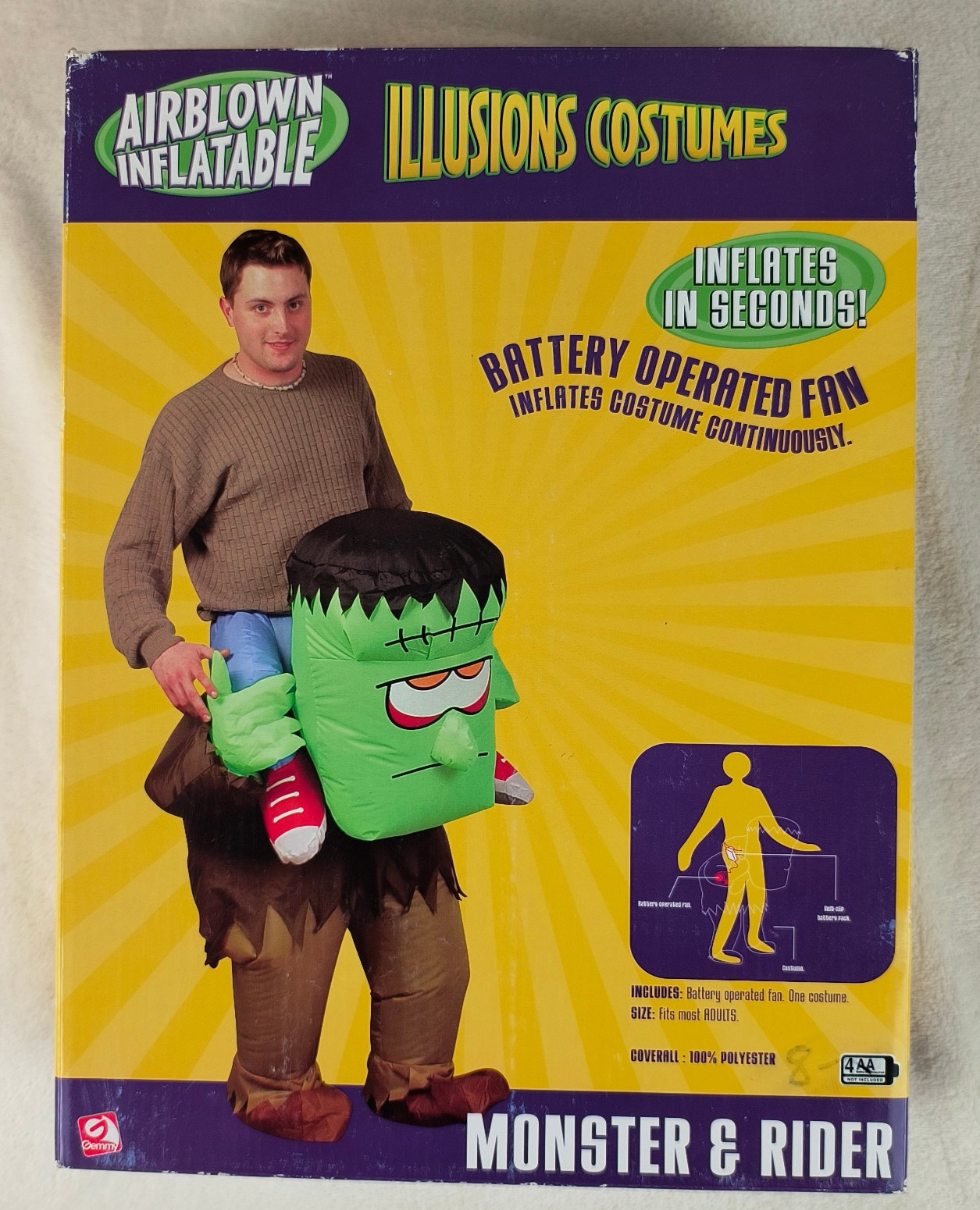 Gemmy Airblown Inflatables Illusions Halloween Costume Monster & Rider Adult NIB