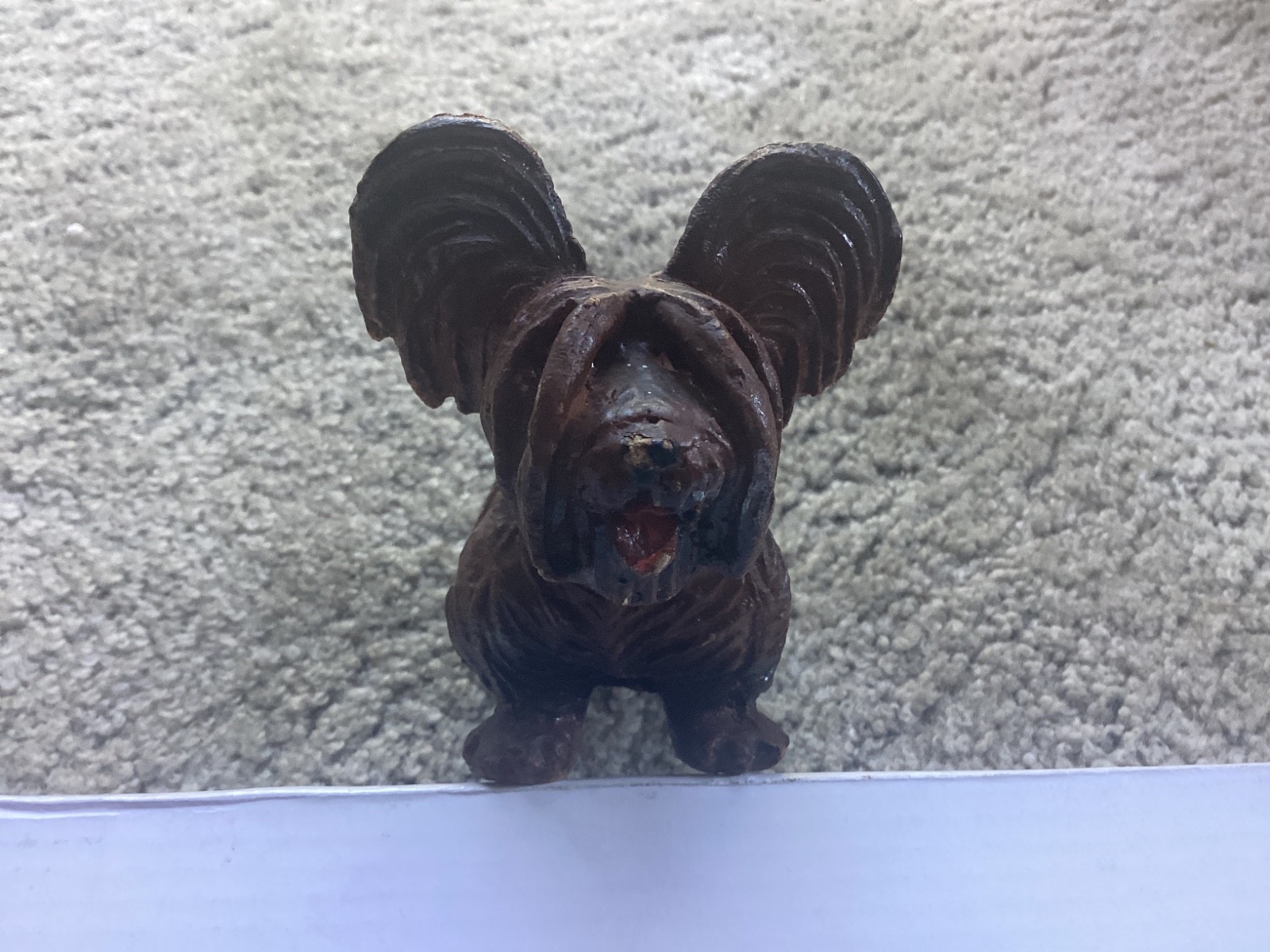 Vintage Syroco Wood Composition, PAPILLON dog statue, 4.5 inches