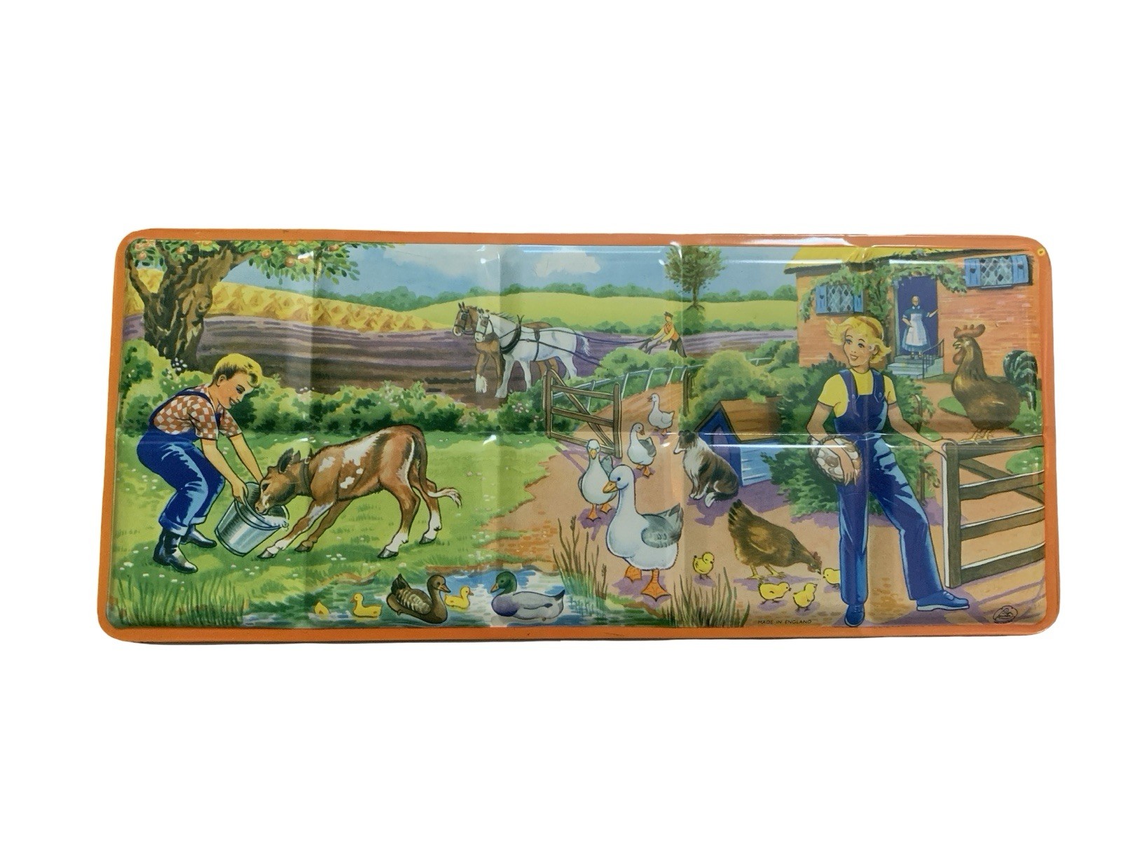 Vintage 1950s Lithograph Watercolor Paint Set Farm Animals With Kids