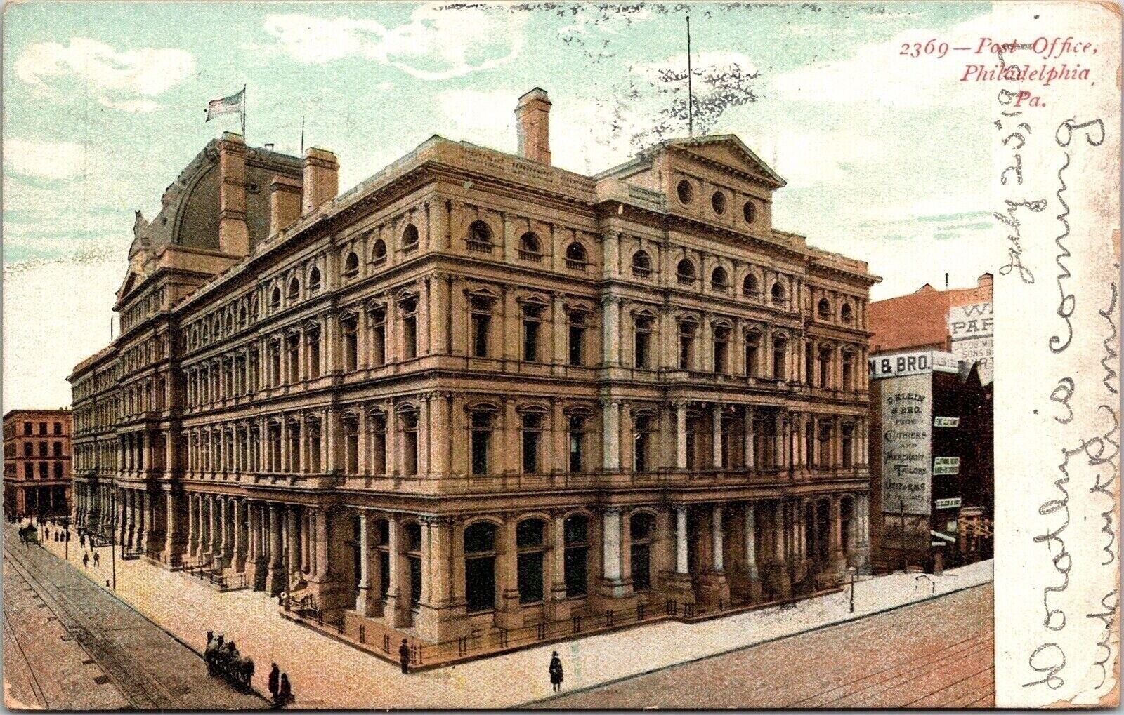 Post Office Philadelphia Pa Wof 1907 Pm Antique Undivided Back Postcard