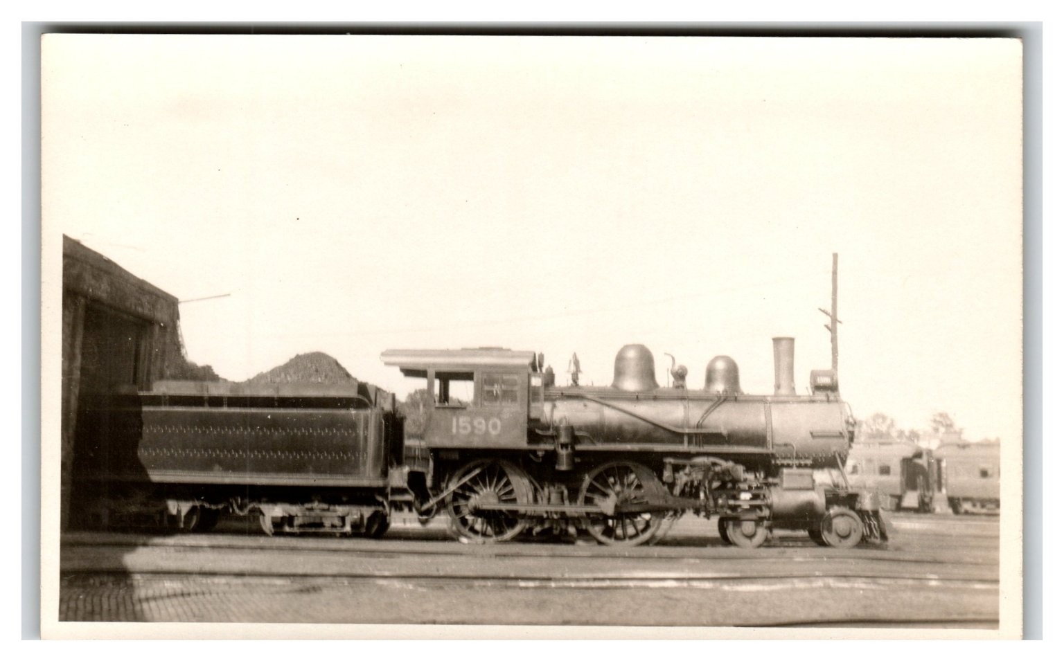 RPPC NYNH&H Steam Locomotive 1590 Concord Jct Mass 1940 Railroad Postcard