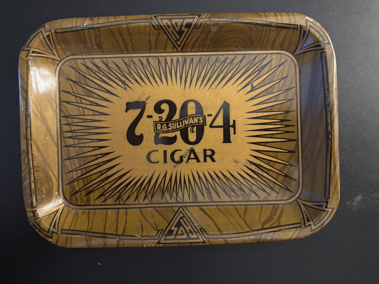 Rare Original Vintage RGS R.G. Sullivan 7-20-4 Cigar Tip Tray - Hard To Find 