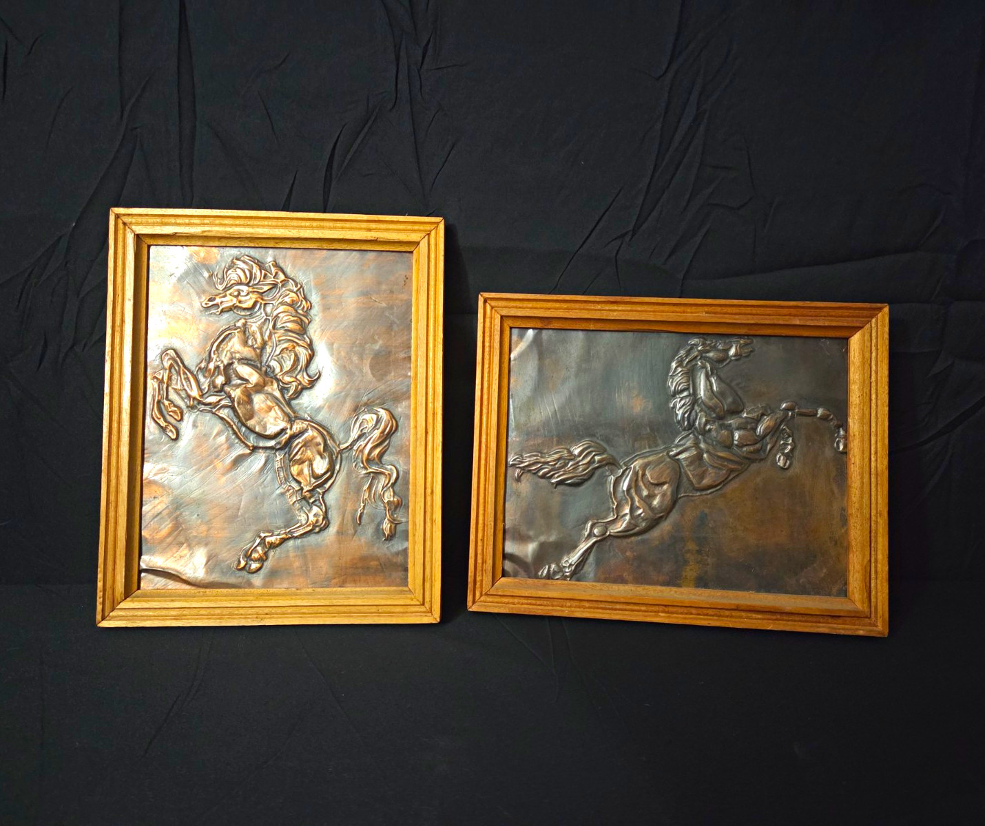 Vintage 3D Hand Made Hammered Copper Horse Plaques