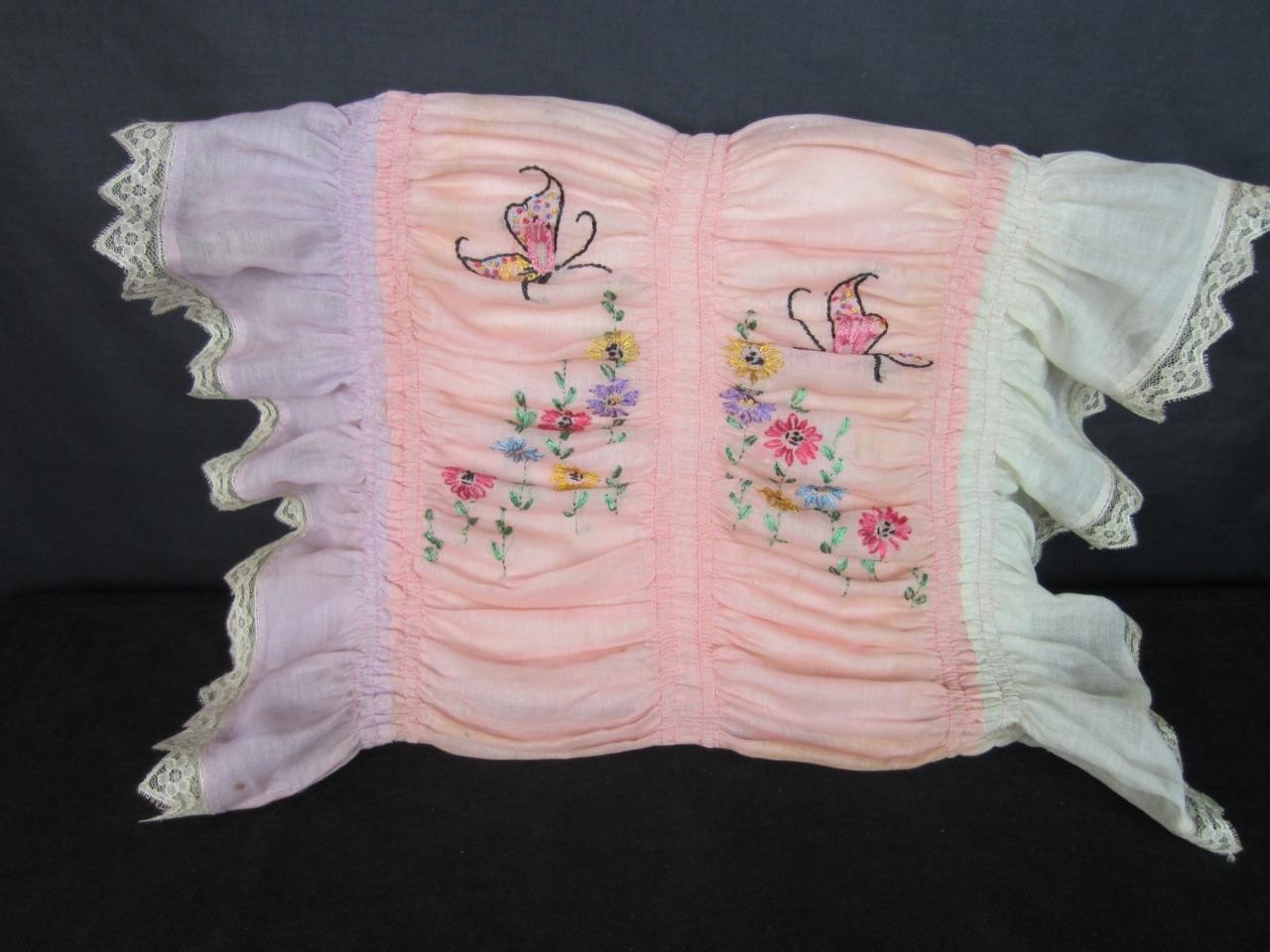 *True Antique 1920\'s Boudoir Bed Throw Pillow Hand Embroidery, Sham, Insert