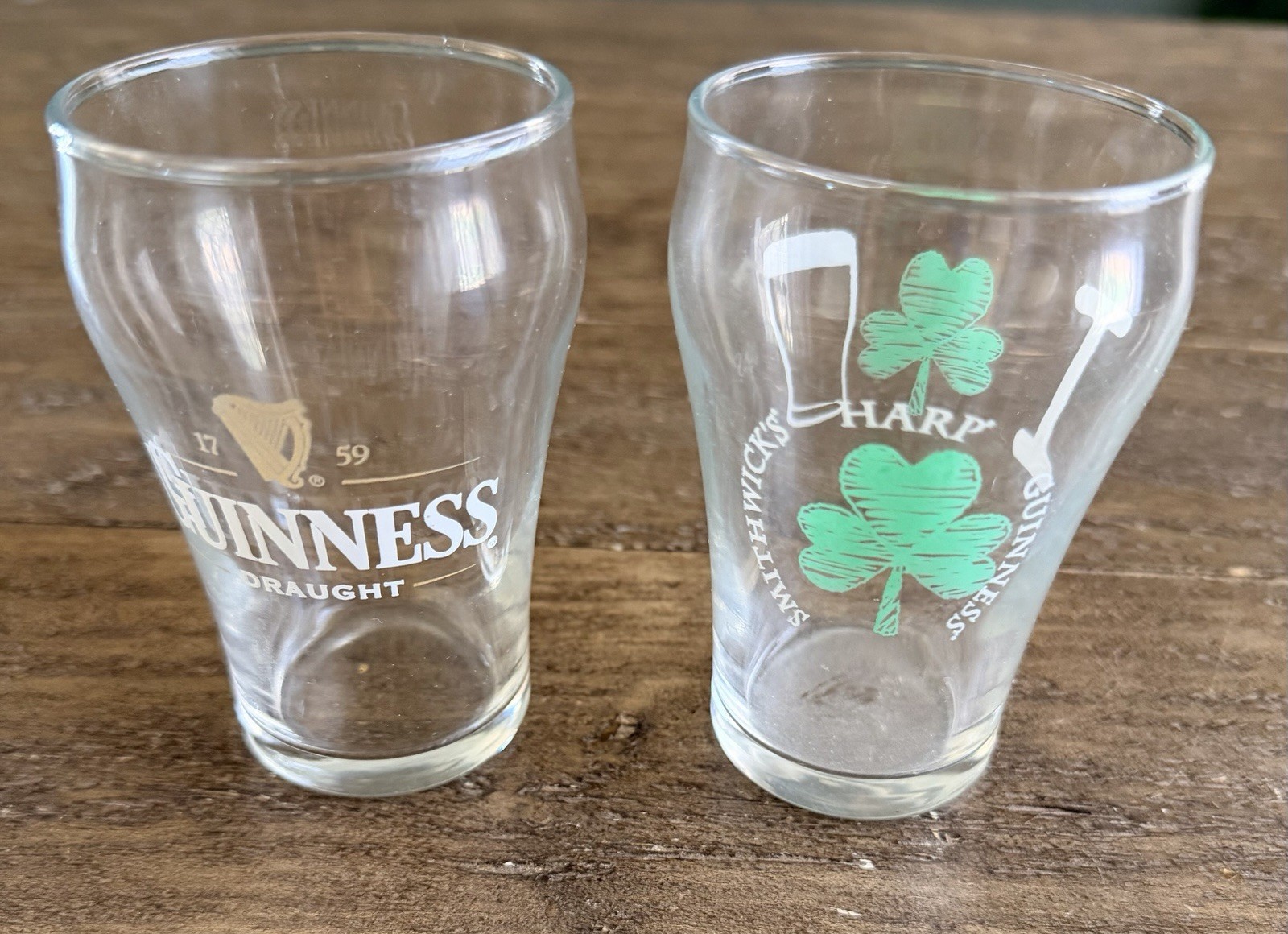 Guinness Irish Beer 5oz Tasting Glasses (2) Guinness & Trio w Harp & Smithwick’s