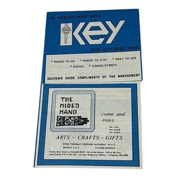 LaCrosse and Area Key for October 1968 Wisconsin Vintage Brochure BX