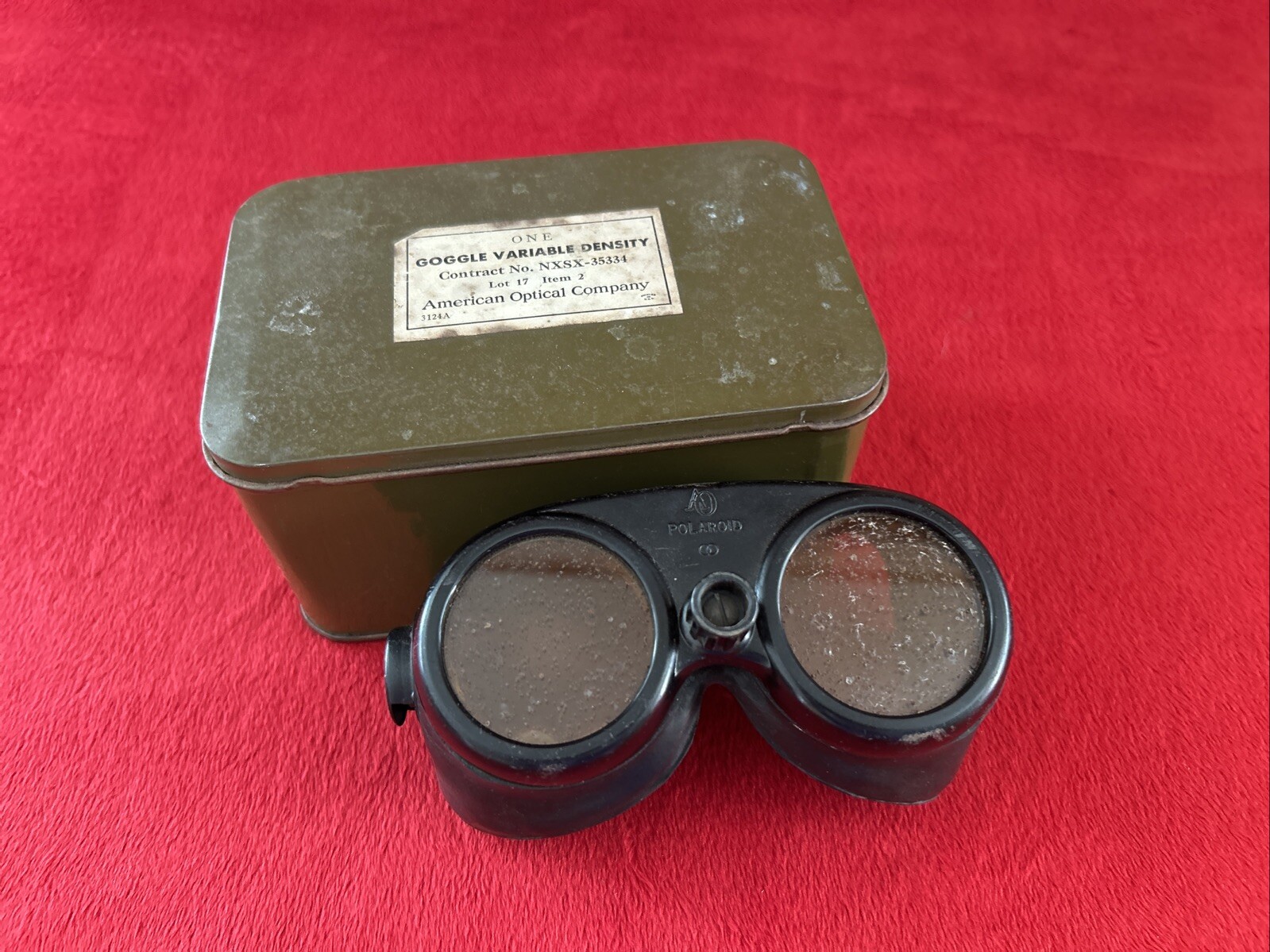 WWII USAAF Goggles, Variable Density Polaroid, with Tin Box WW2 1944